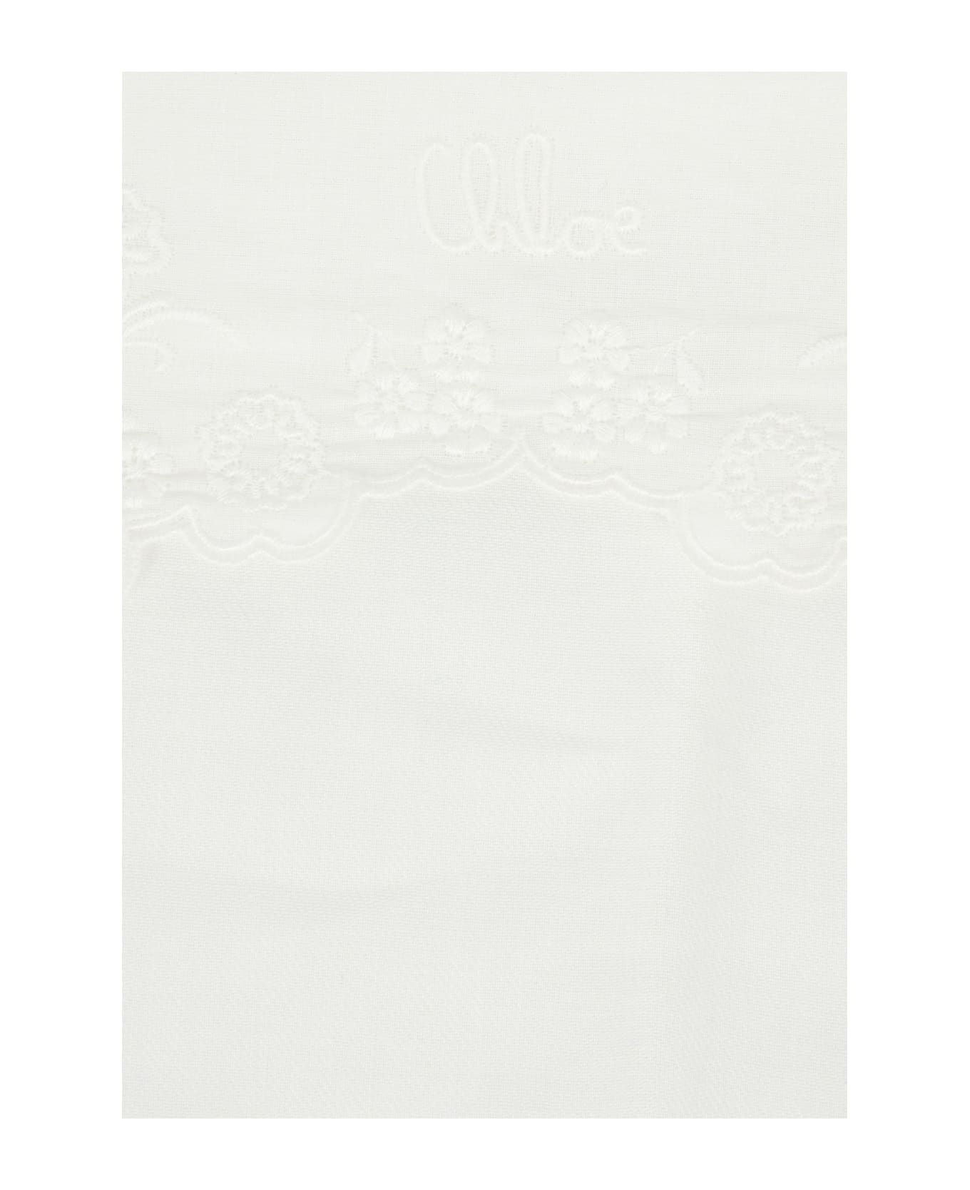 Chloé White Sleeping Bag For Baby Girl With Flowers - White