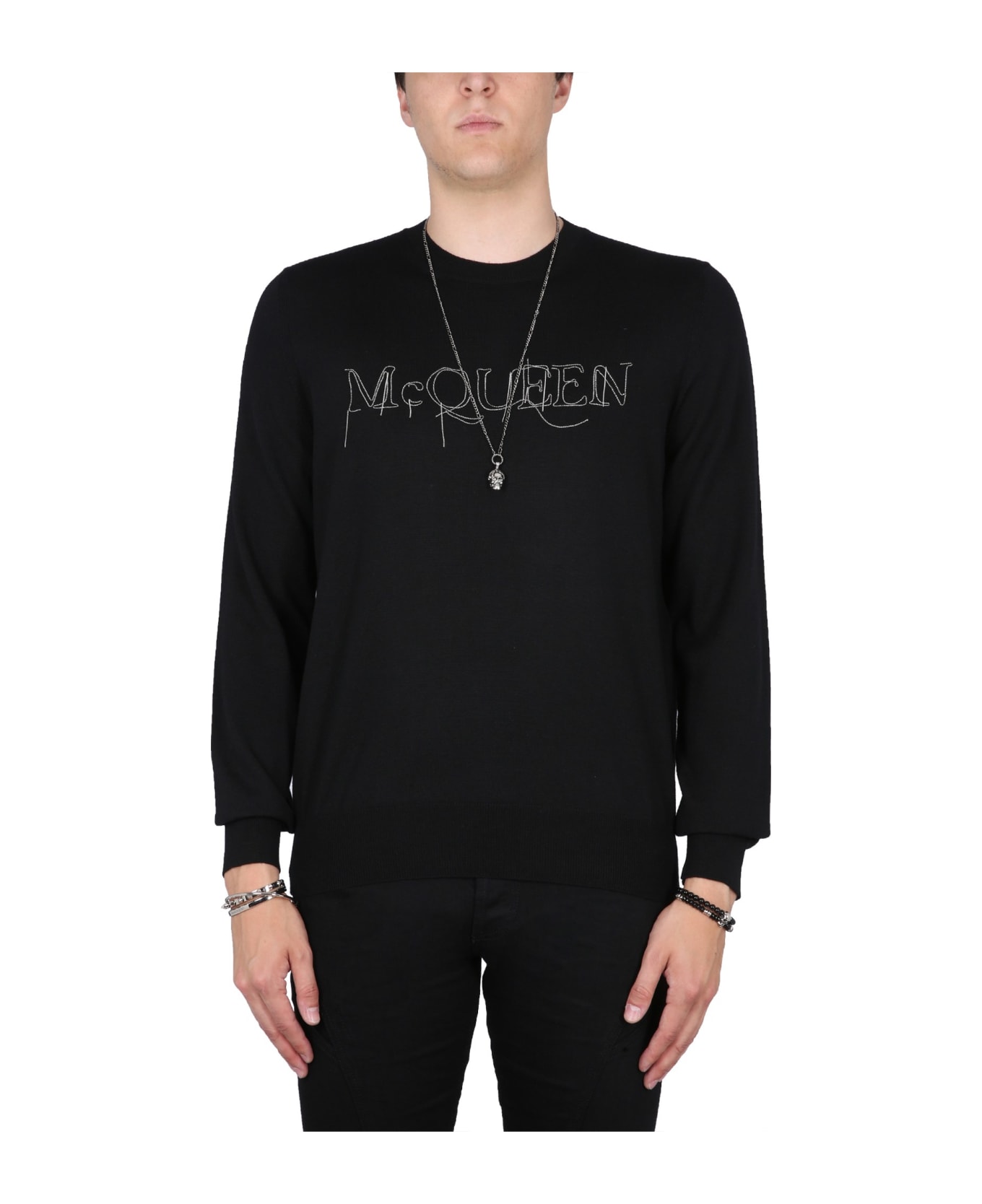 Alexander McQueen Logo Embroidered Sweatshirt - NERO フリース