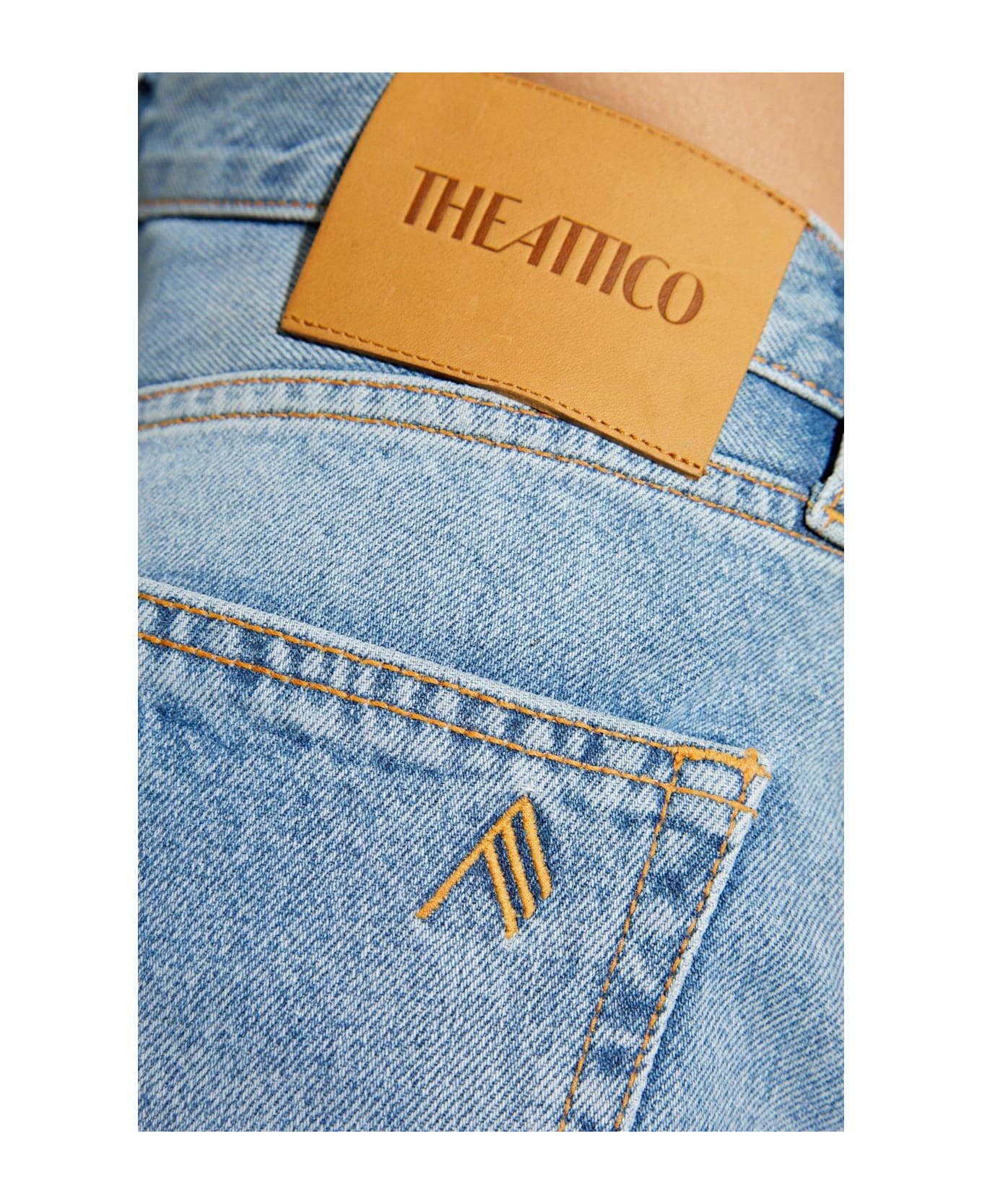 The Attico Logo Embroidered Distressed Jeans - Blue