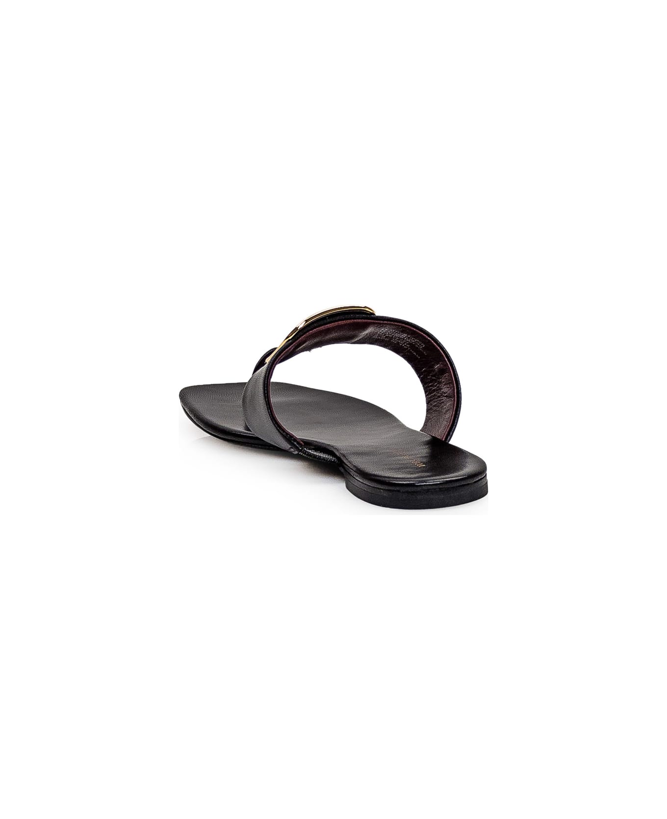 Tory Burch Georgia Leather Flat Sandals - black サンダル
