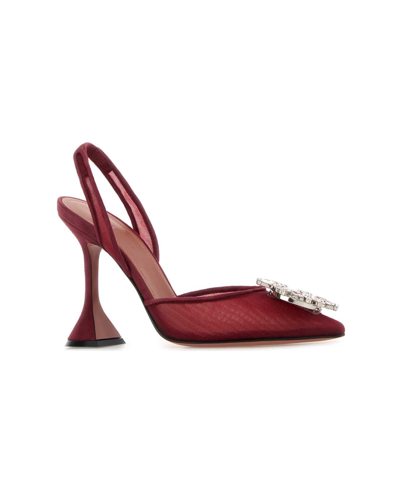 Amina Muaddi Tiziano Red Mesh Begum Pumps - RUBY95MMCLHEEL