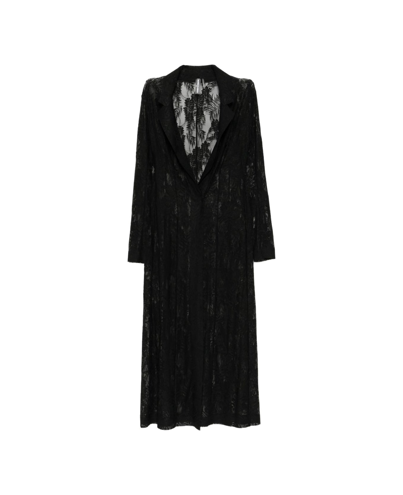 Norma Kamali Lace Long Coat - Black