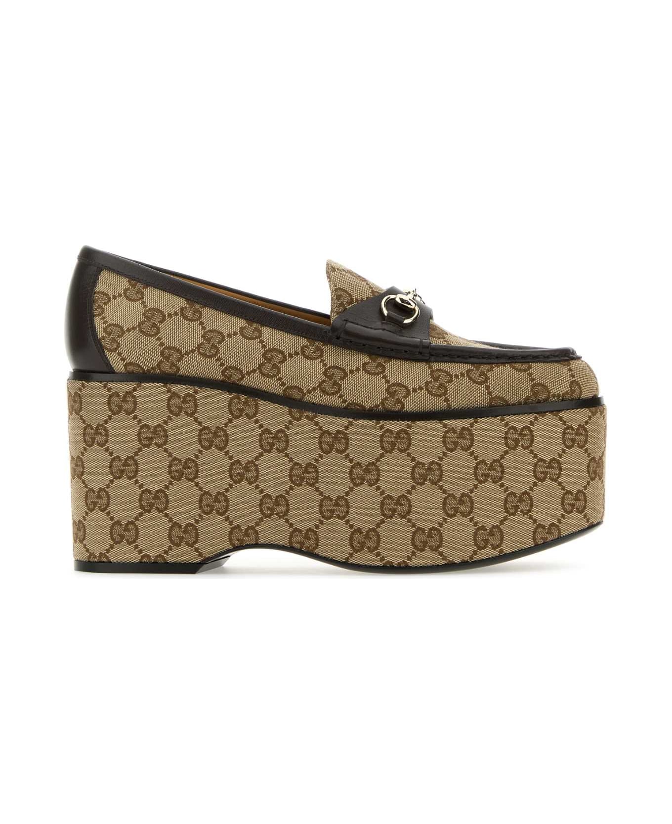Gucci Original Gg Fabric Loafers - BEIGEEBONYCOCOA