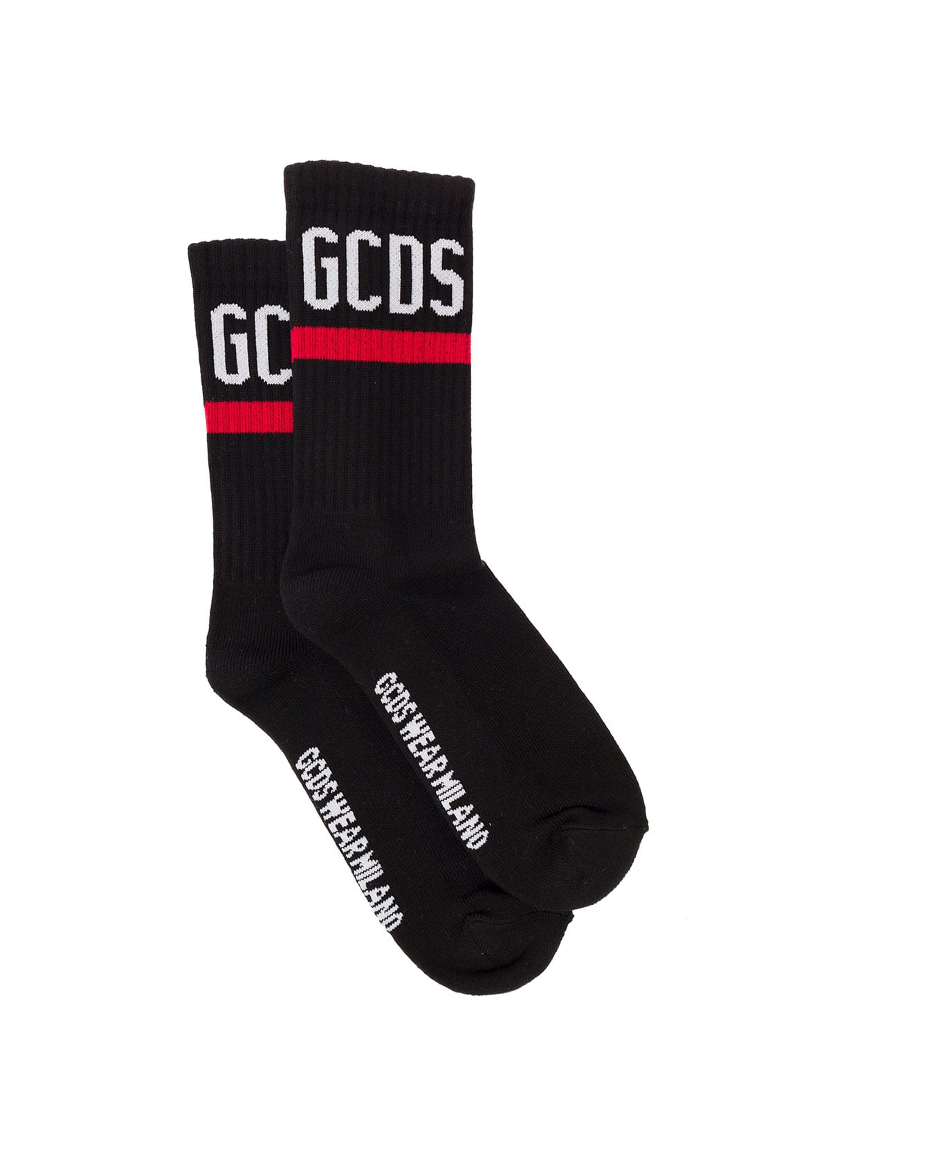 GCDS Black Socks In Terry Cloth With Logo And Contrasting Photo Gcds Woman - Black