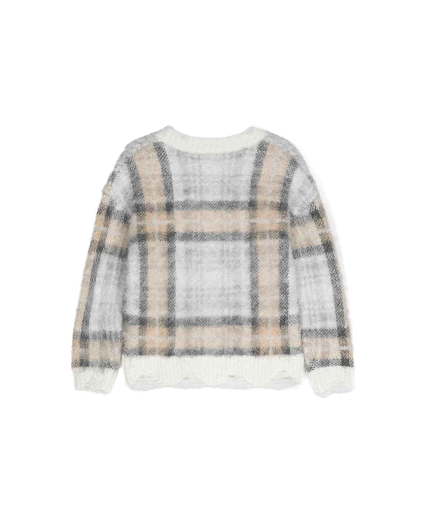 Monnalisa White/sand/black Cardigan Girl - Tartan