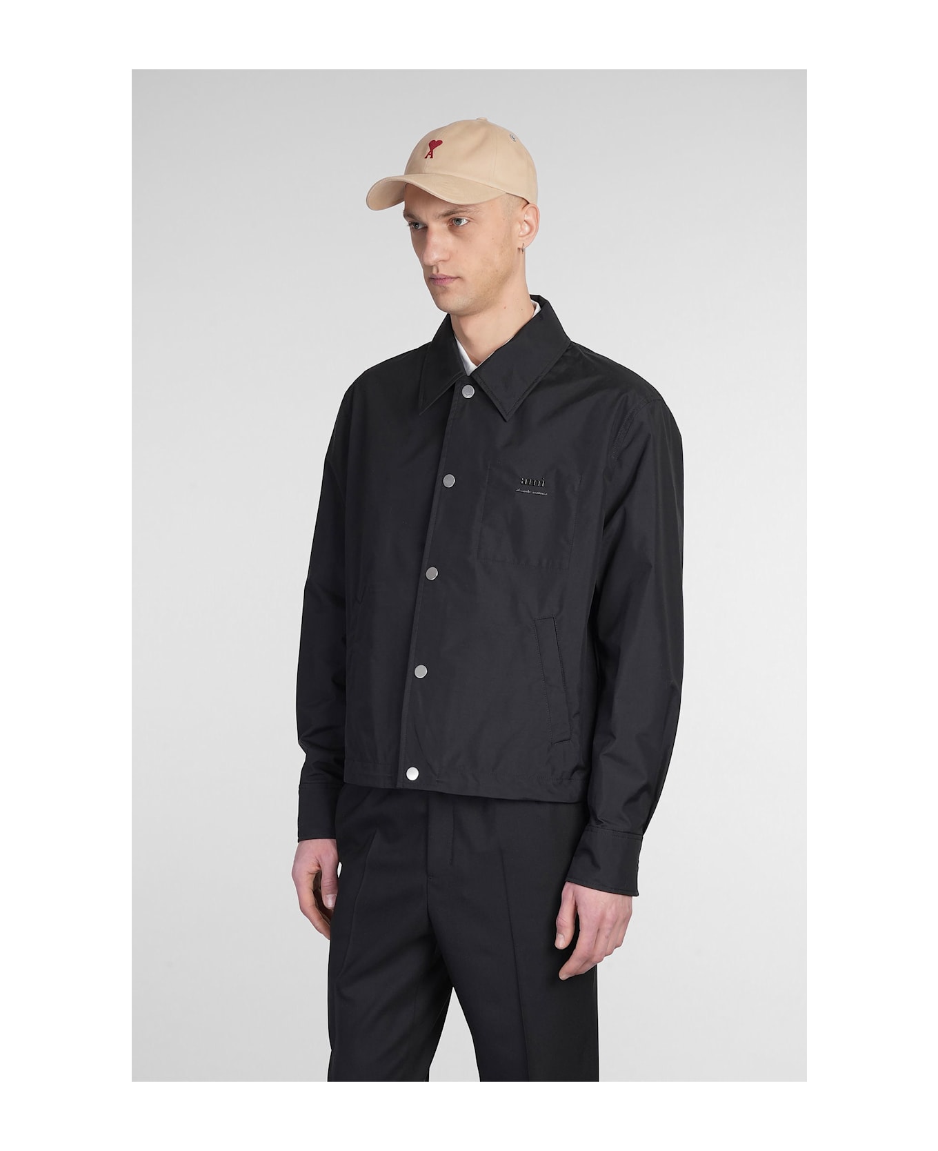Ami Alexandre Mattiussi Casual Jacket In Black Polyamide - black