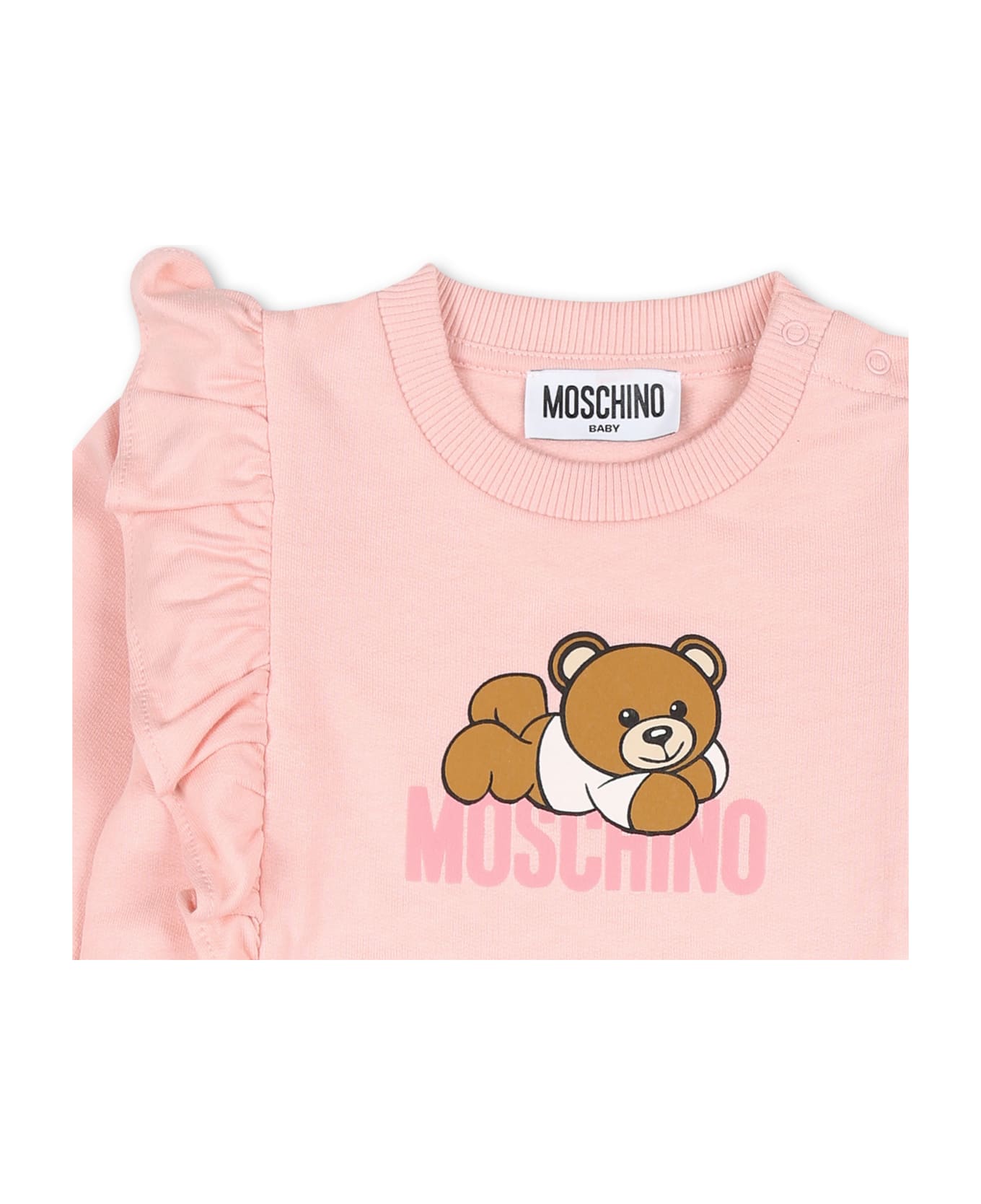 Moschino Pink Dress For Girl With Teddy Bear And Hearts - Pink