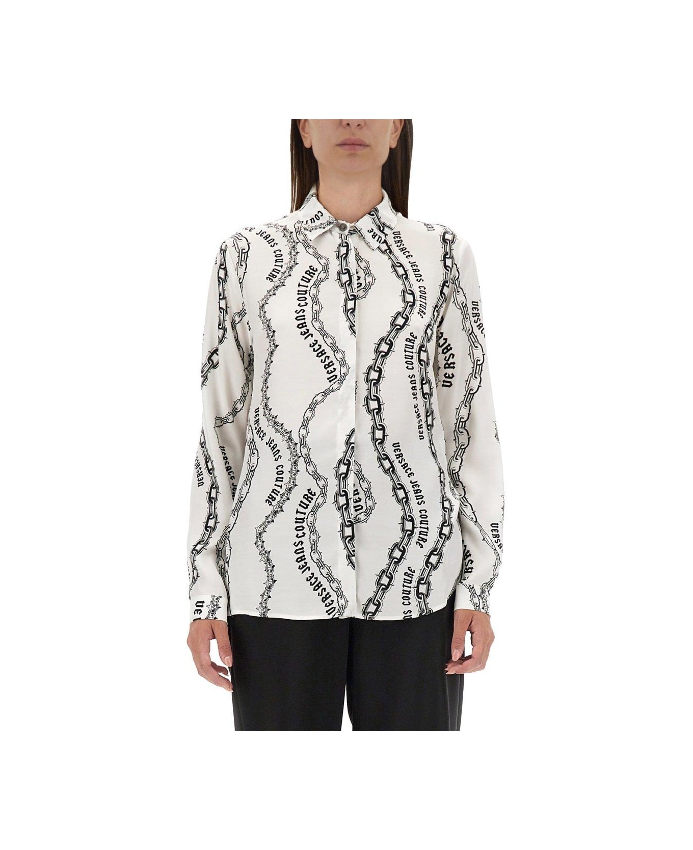 Versace Jeans Couture Chain Couture-print Long-sleeved Shirt - WHITE