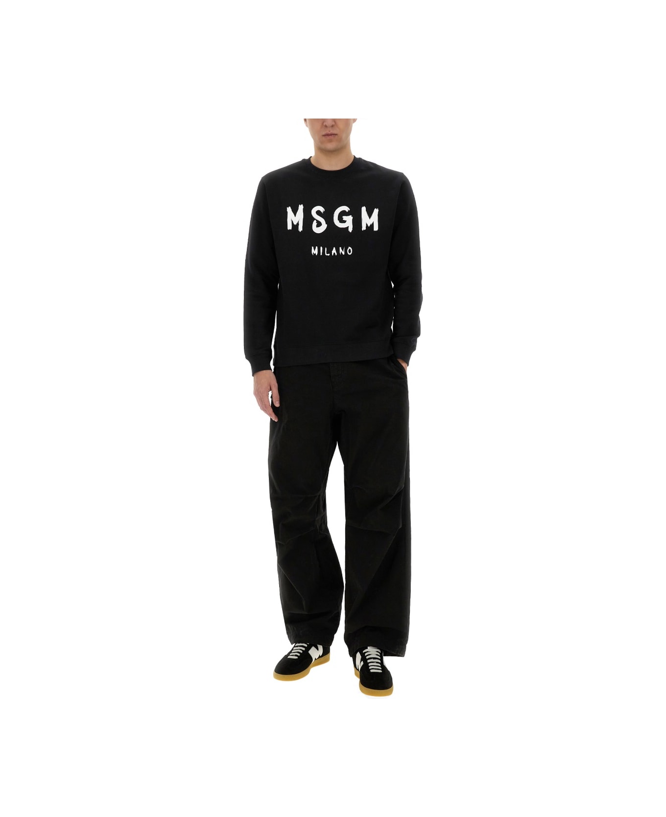 MSGM Cotton Sweatshirt - BLACK