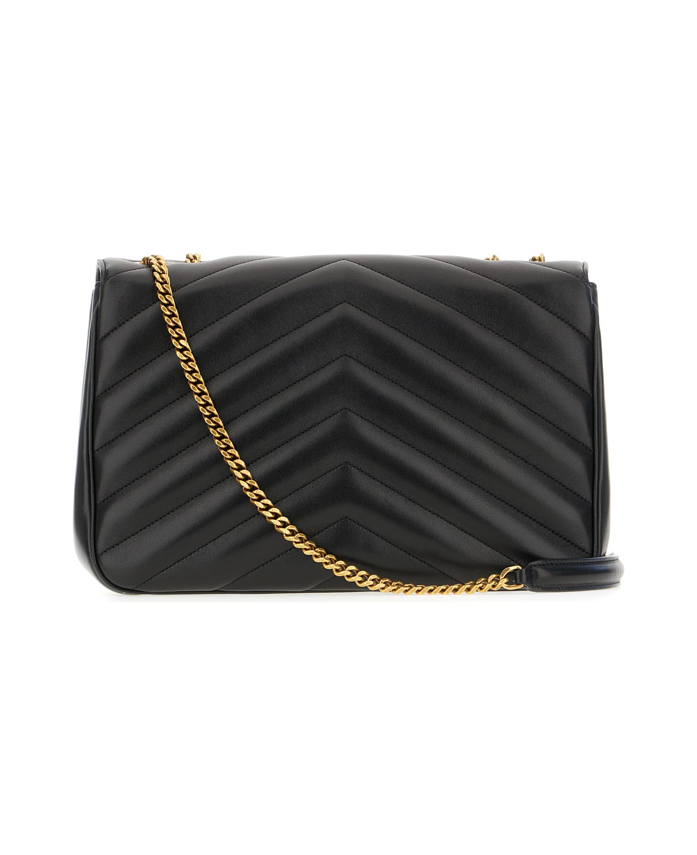 Saint Laurent Black Nappa Leather Large Loulou Shoulder Bag - Nero