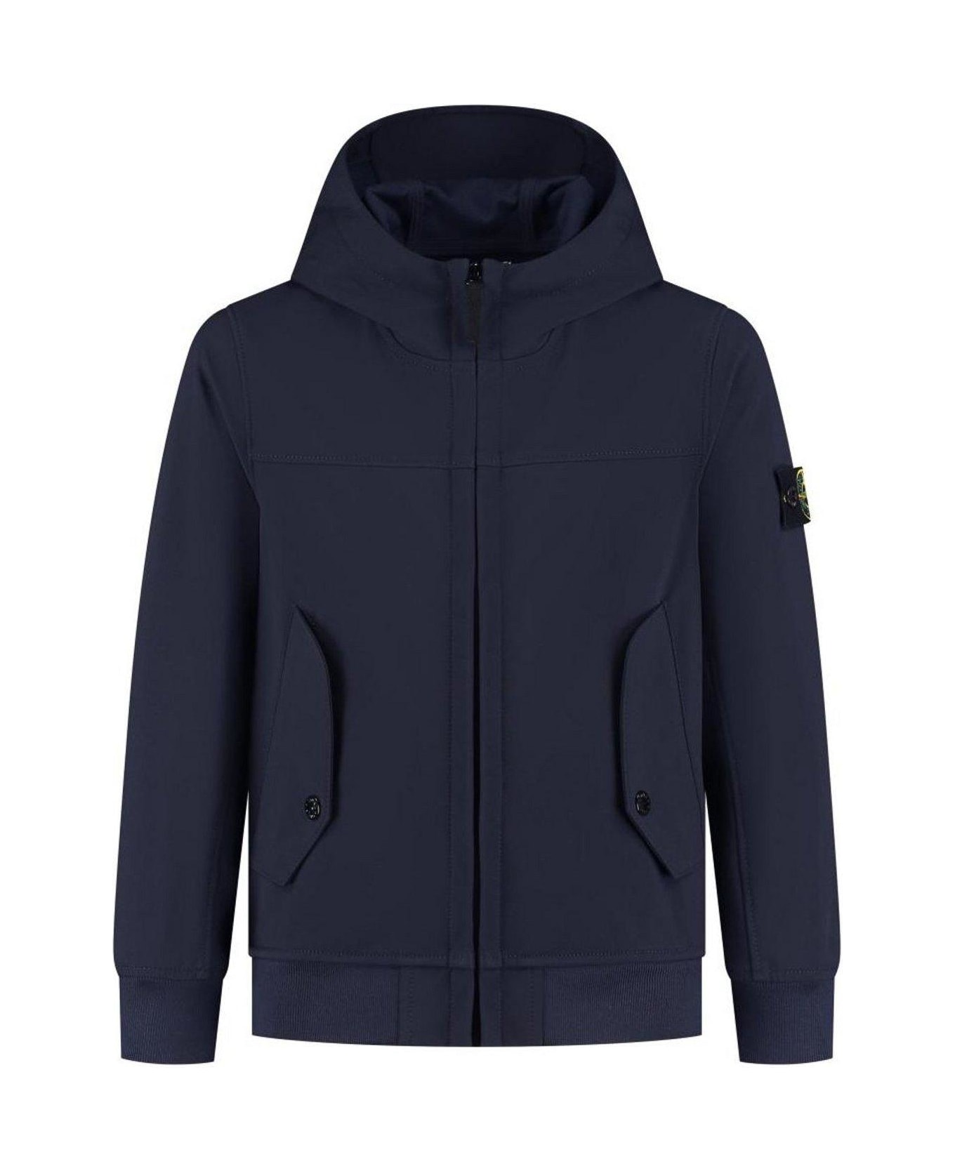 Stone Island Logo Patch Hooded Jacket - BLUE
