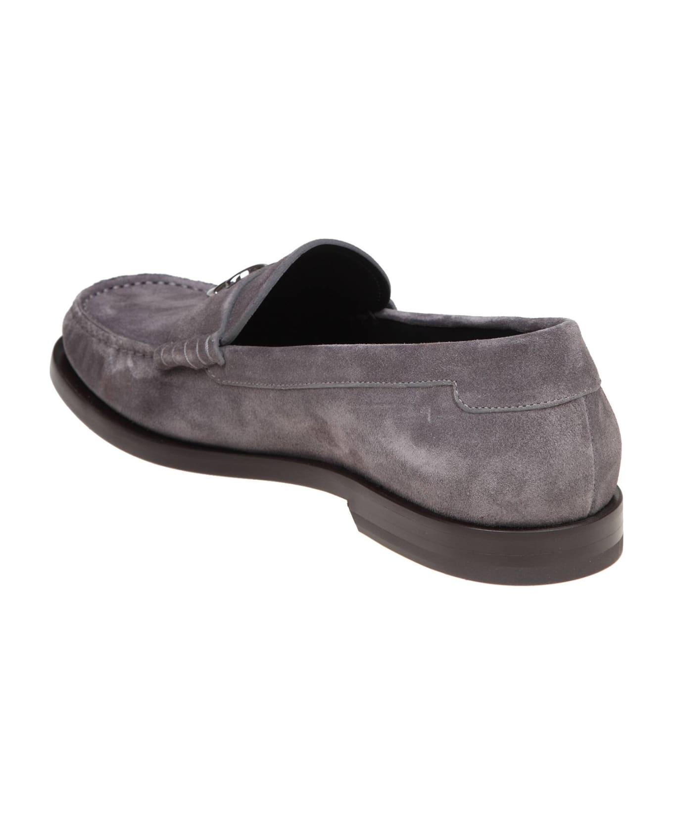 Dolce & Gabbana Suede Loafers With Dg Logo - Grey