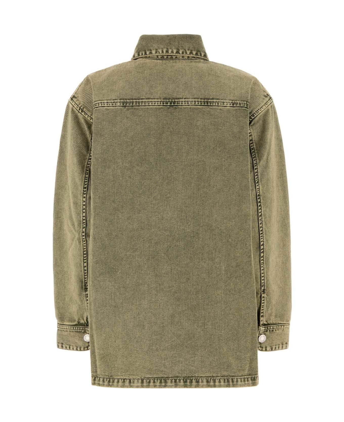 Ami Alexandre Mattiussi Army Green Denim Oversize Shirt - LAUREL