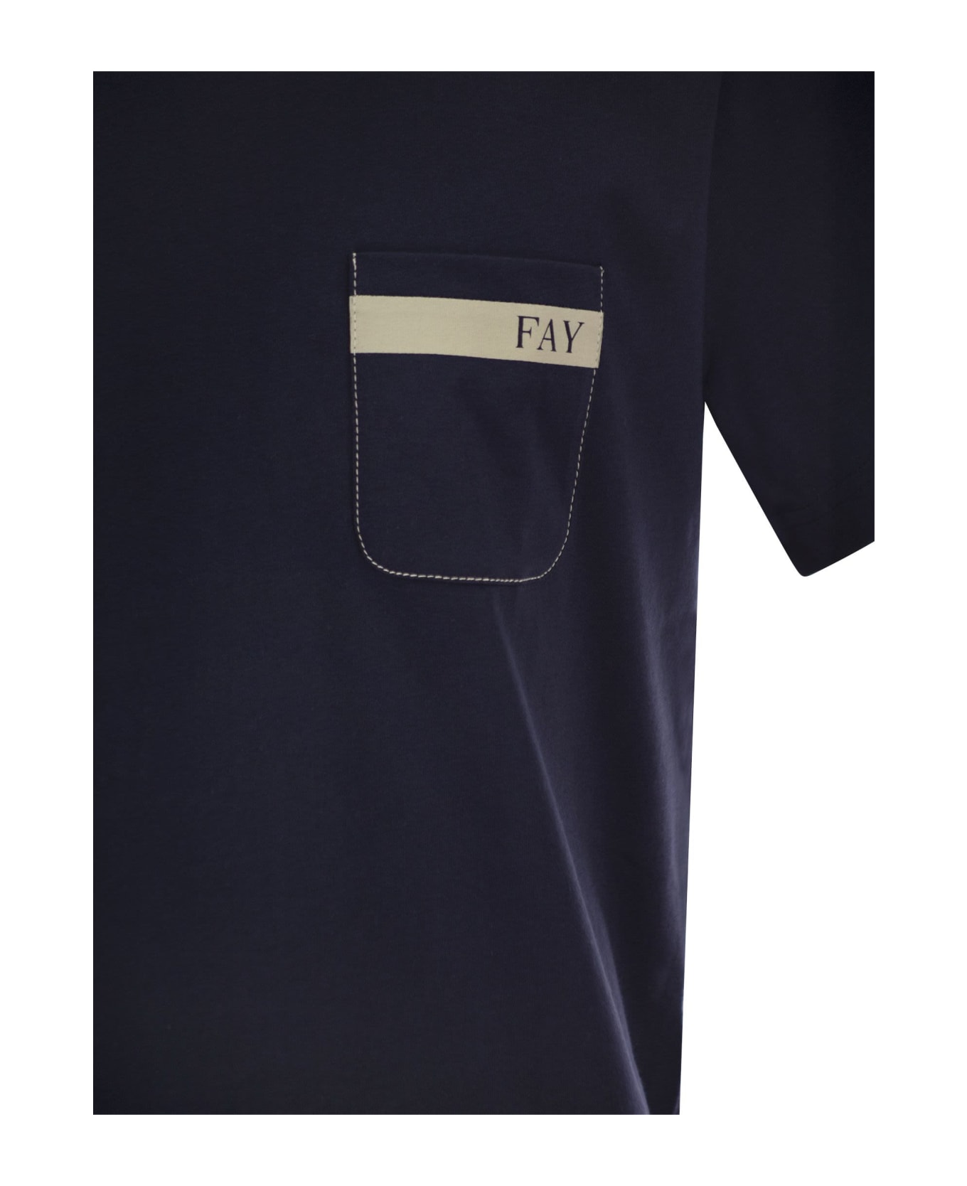 Fay Cotton T-shirt With Pocket - Blue
