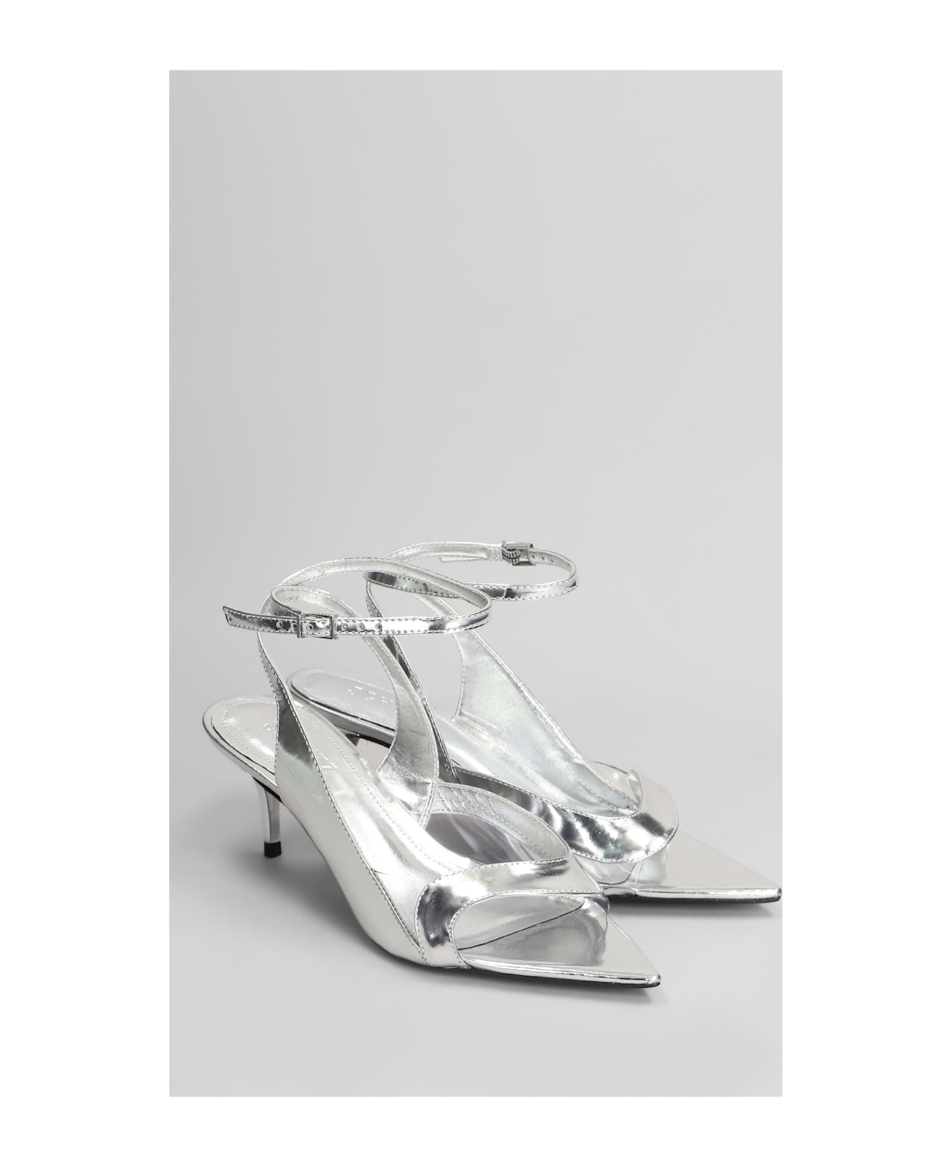 Schutz Ruber Mid Sandals In Silver Leather - silver