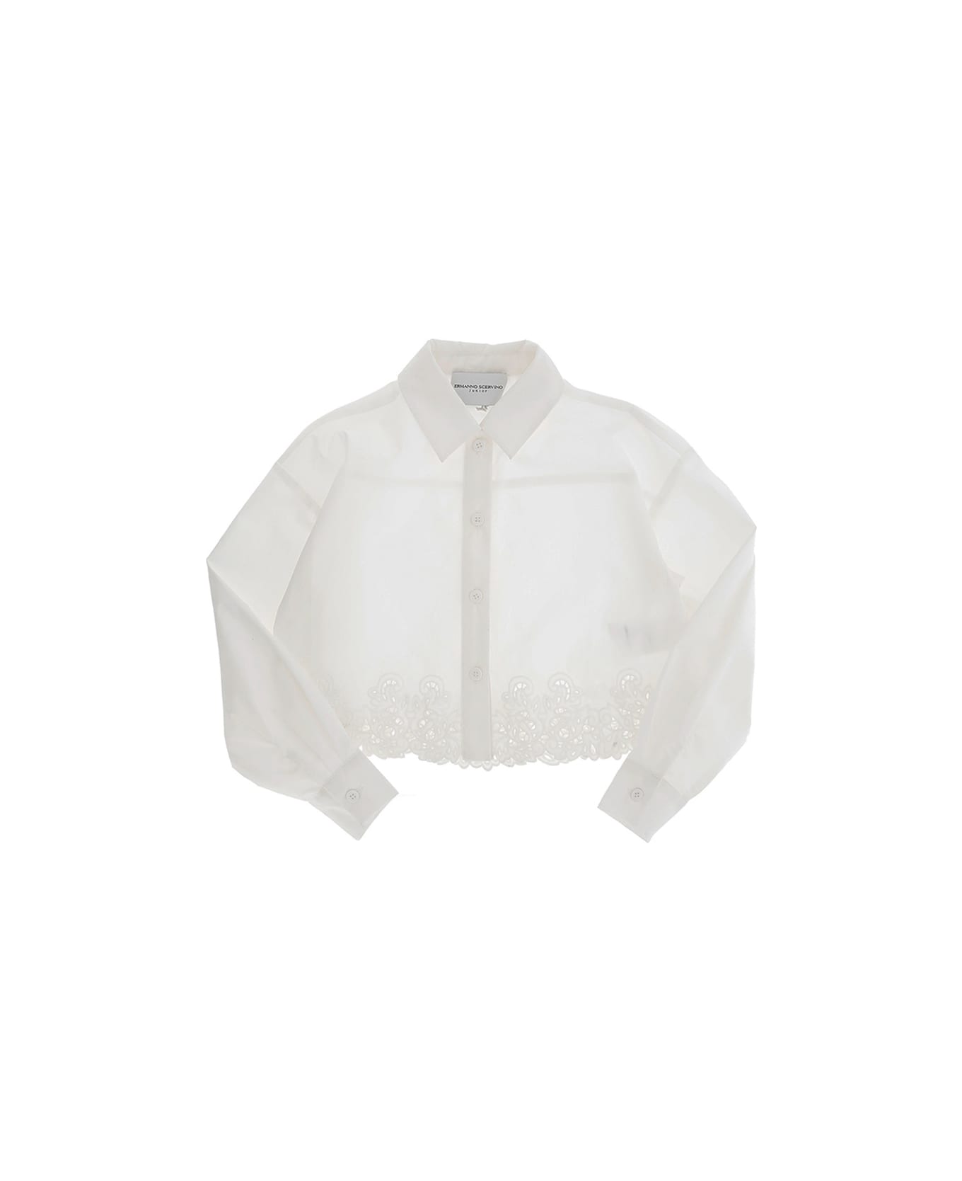 Ermanno Scervino Junior White Shirt With Embroidery - White