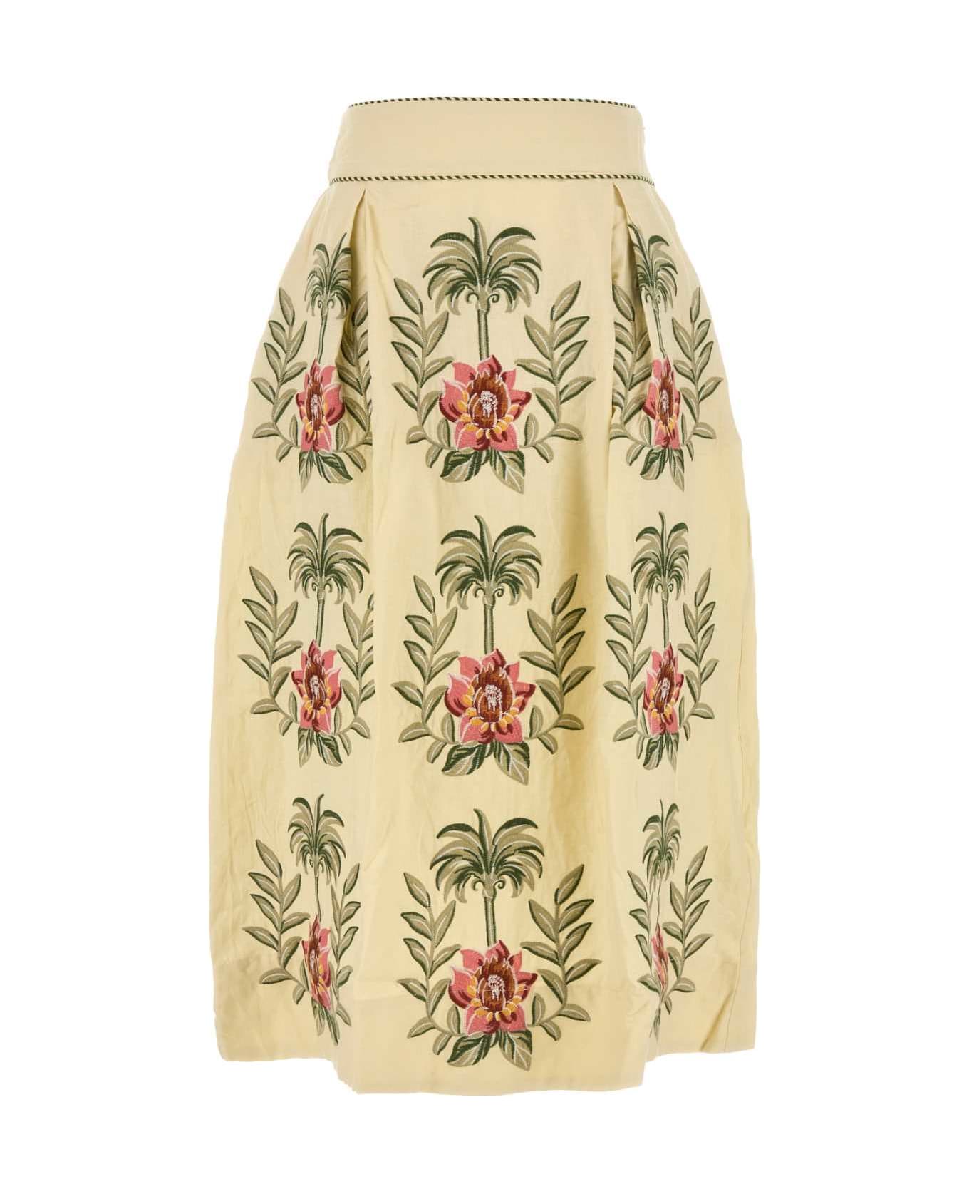 Farm Rio Cream Linen Blend Skirt - SAND