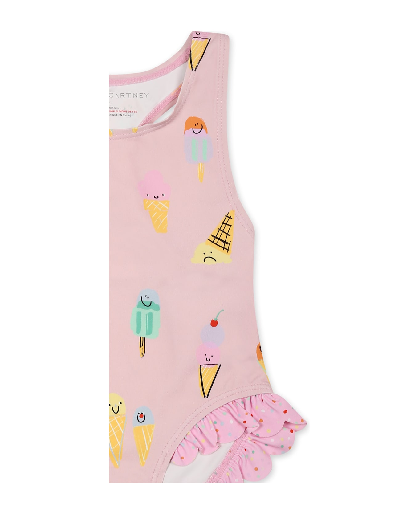 Stella McCartney Kids Pink Swimsuit For Baby Girl With Ice Cream - Pink