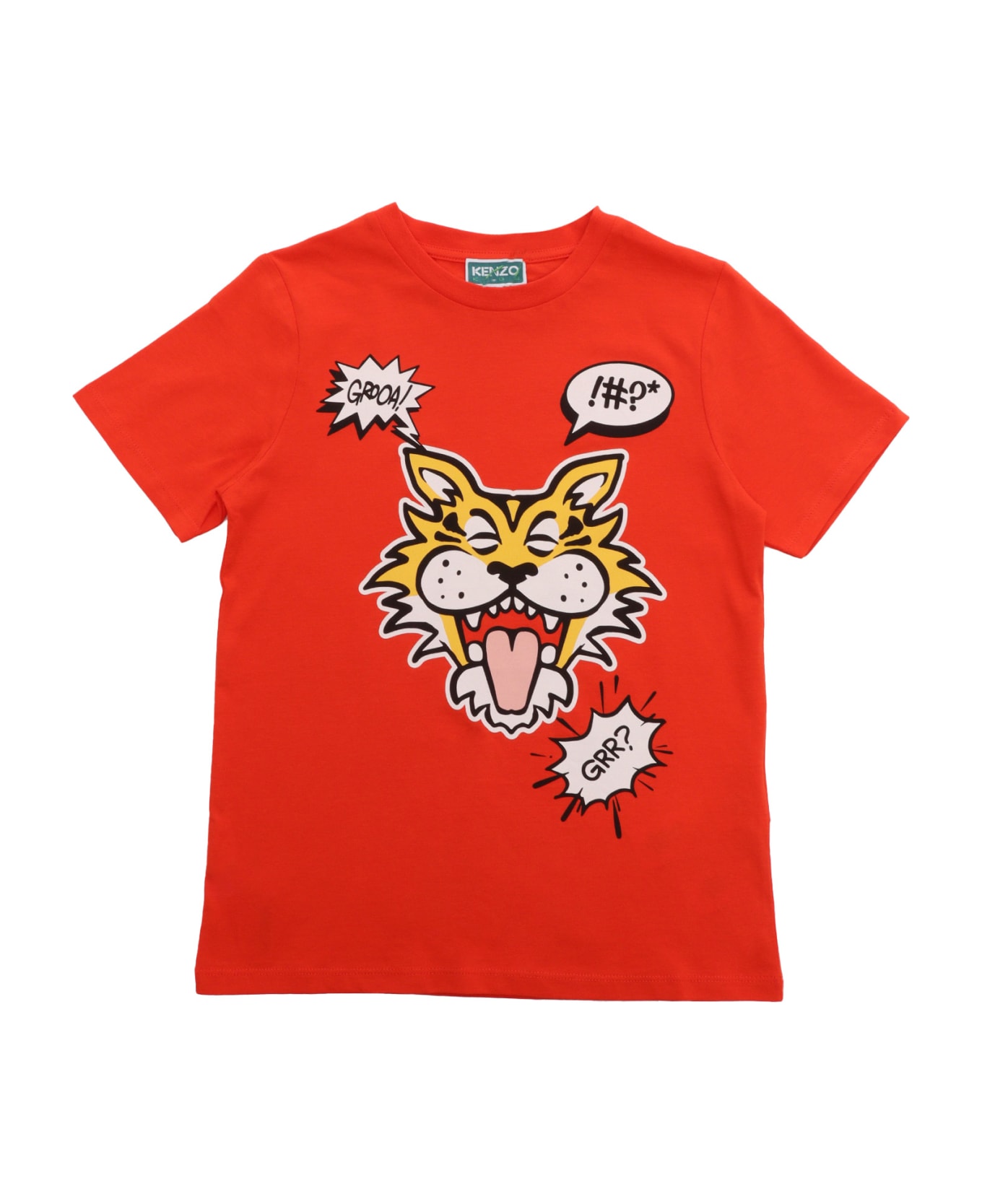 Kenzo Kids Red T-shirt With Tiger Pattern - RED Tシャツ＆ポロシャツ