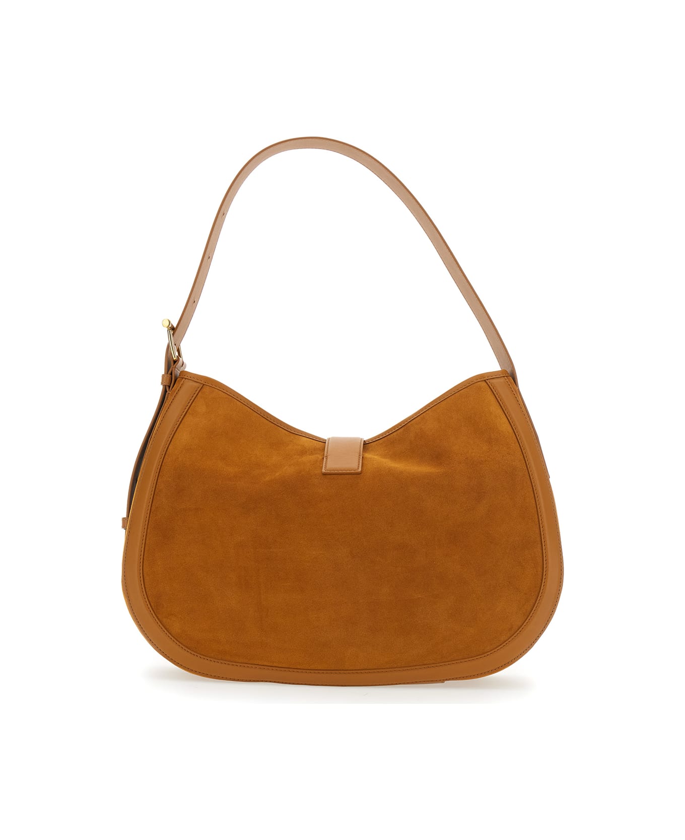 Alexander McQueen Brown Shoulder Bag With Adjustable Shoulder Strap And T Buckle Closure On The Front In Suede Woman - Brown
