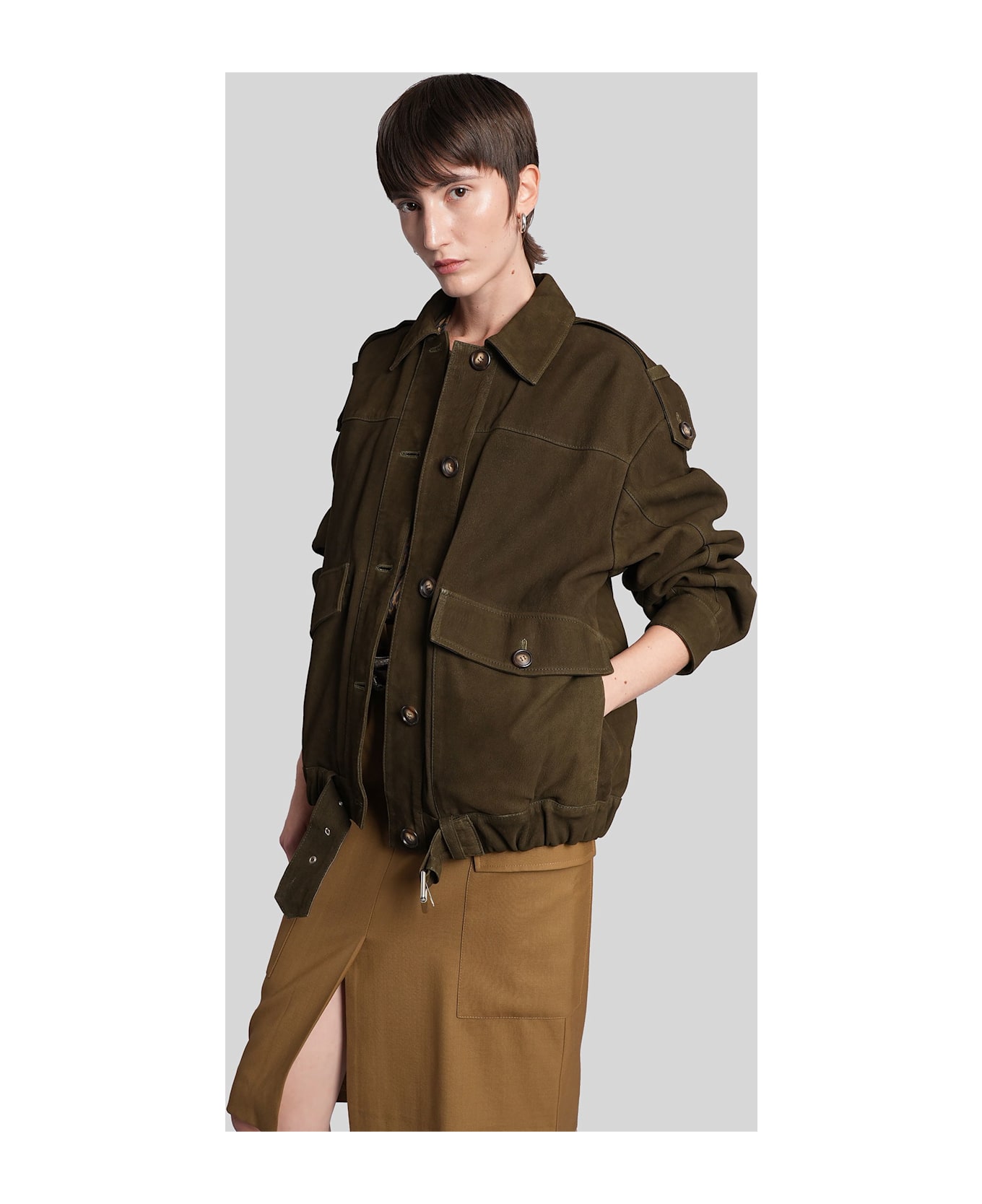 IRO Barrie Leather Jacket In Green Leather - green