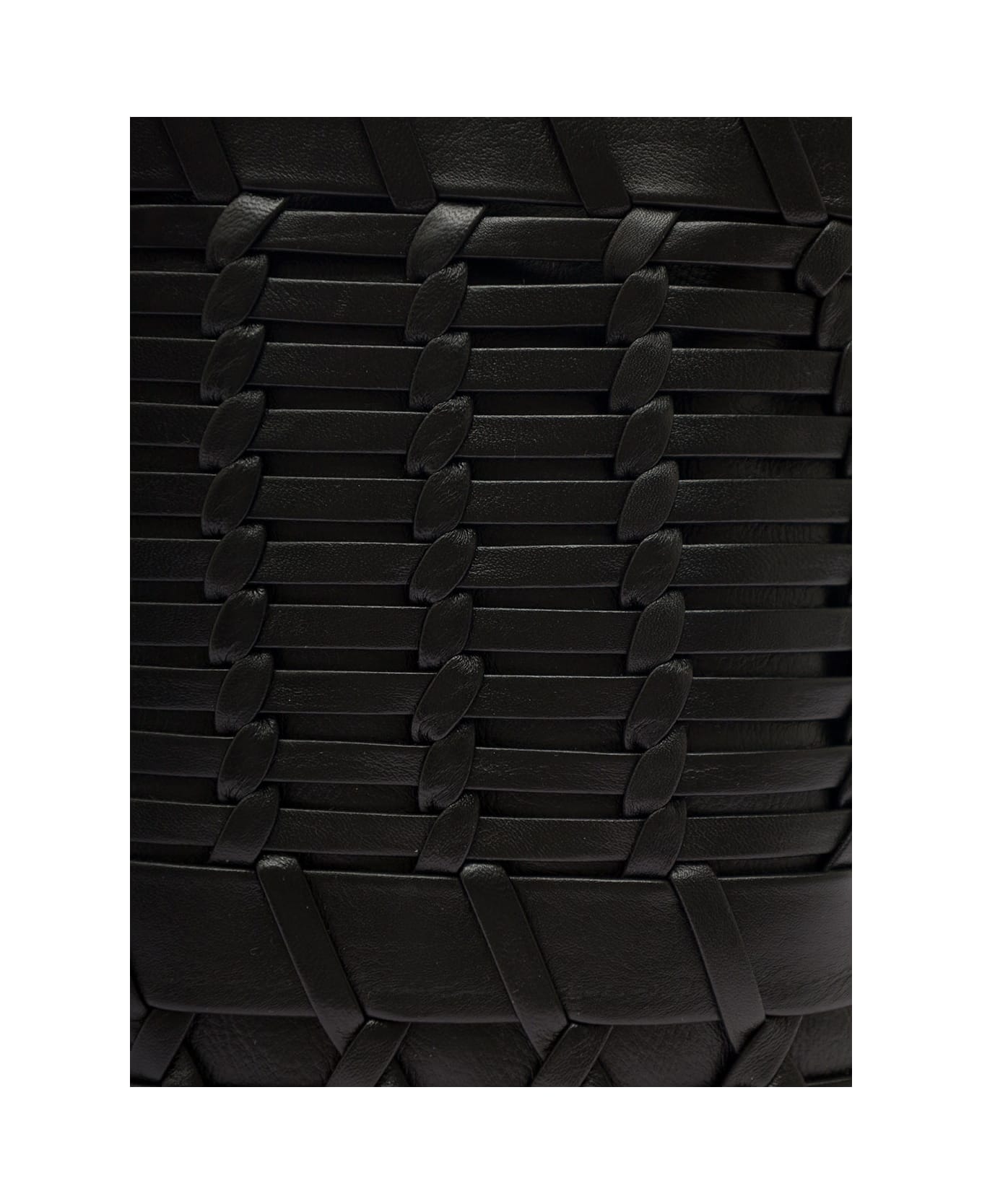 Hereu 'trena' Black Flat Square Crossbody Bag In Handwoven Leather Woman - Black