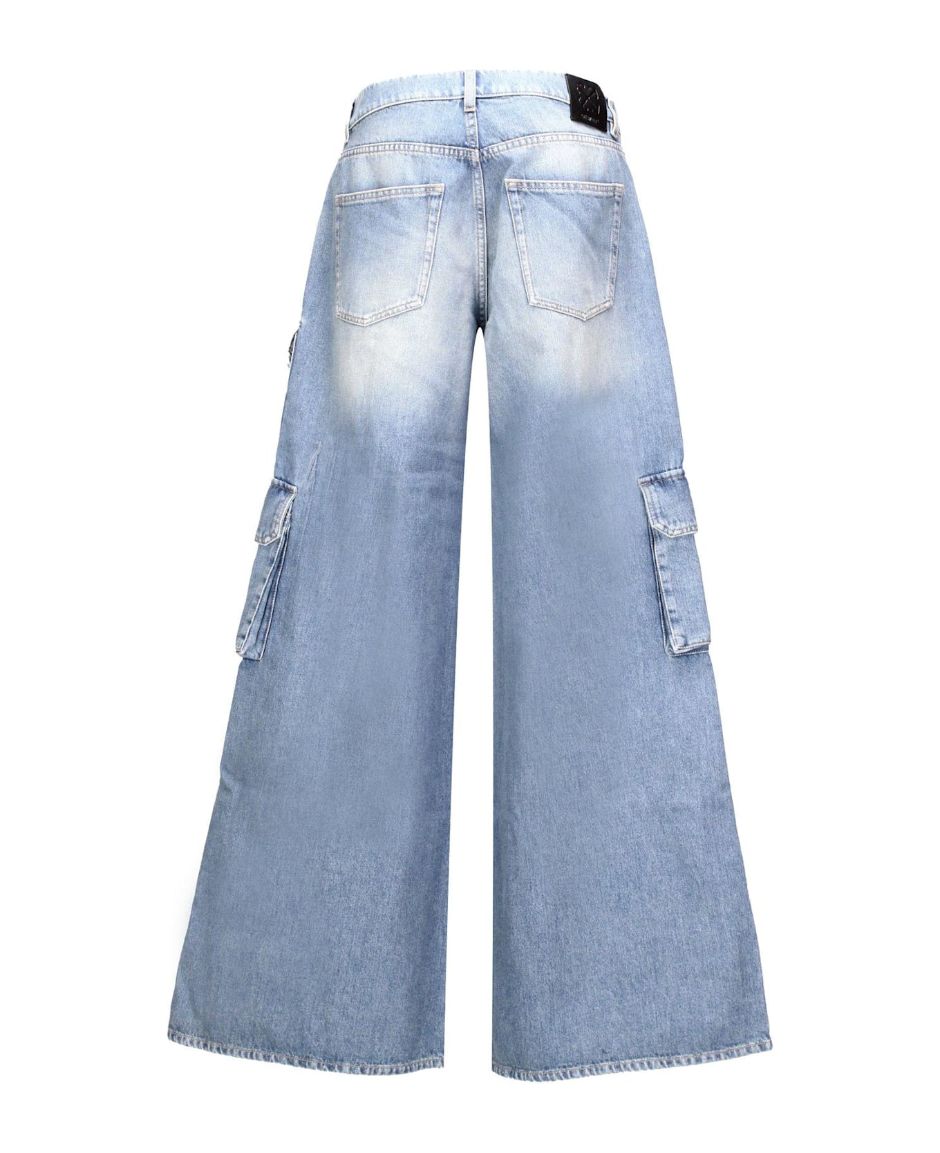 Off-White Logo Patch Wide Leg Jeans - Bleach