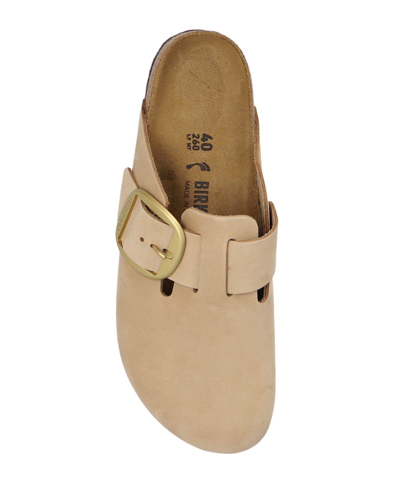 Birkenstock Boston Big Buckle Slides - Beige