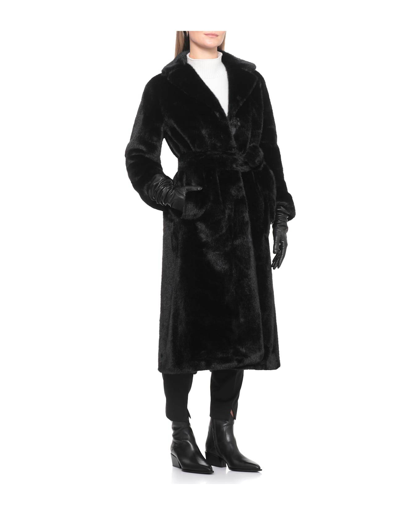 Valentini 1972 Synthetic Fur Coat - Black