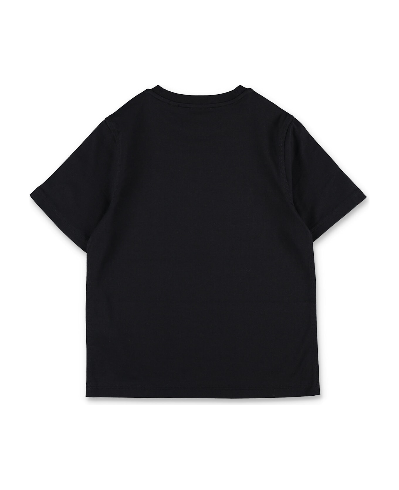 Burberry Kid - Burberry Cotton T-shirt With Check Trim - BLACK
