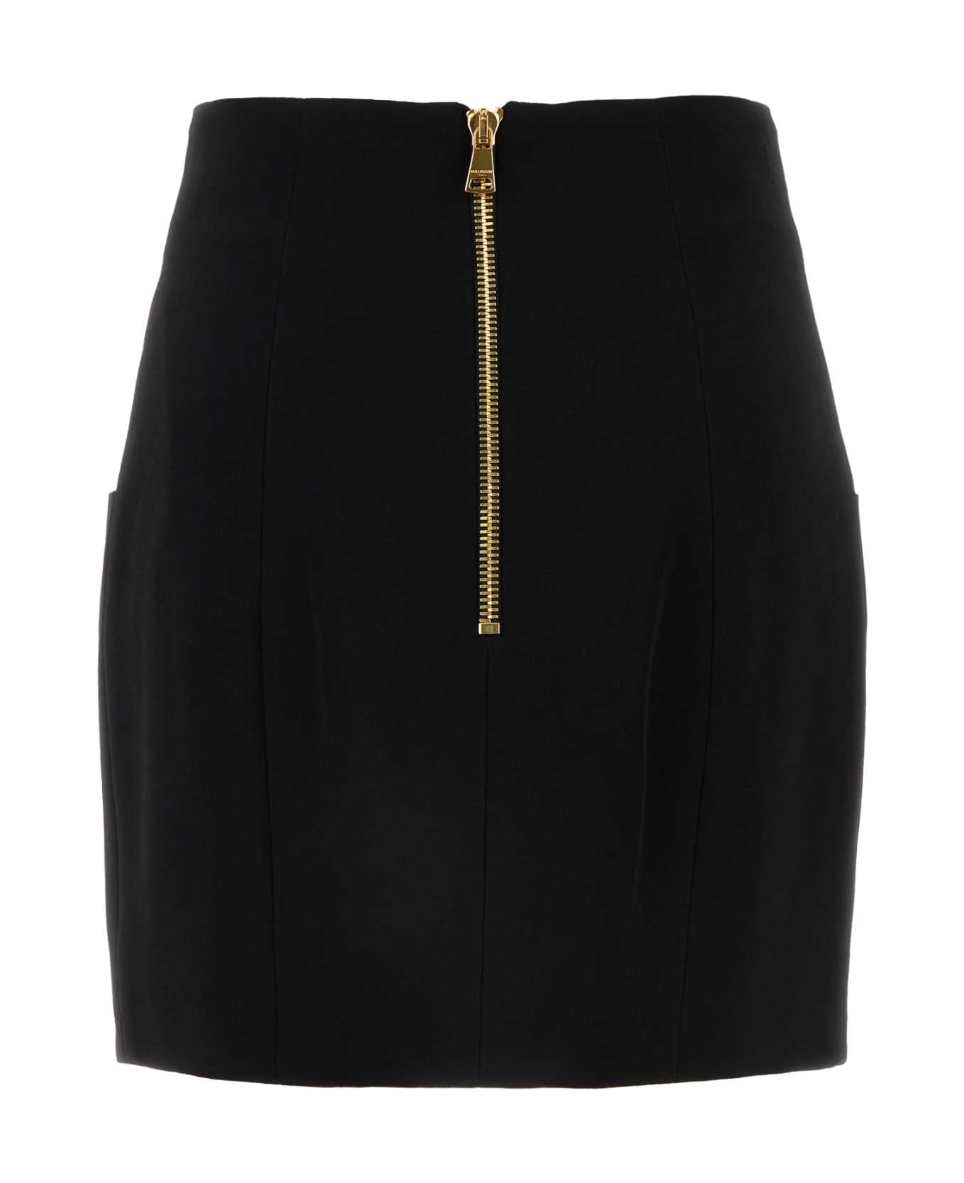 Balmain Black Crepe Mini Skirt - NOIR