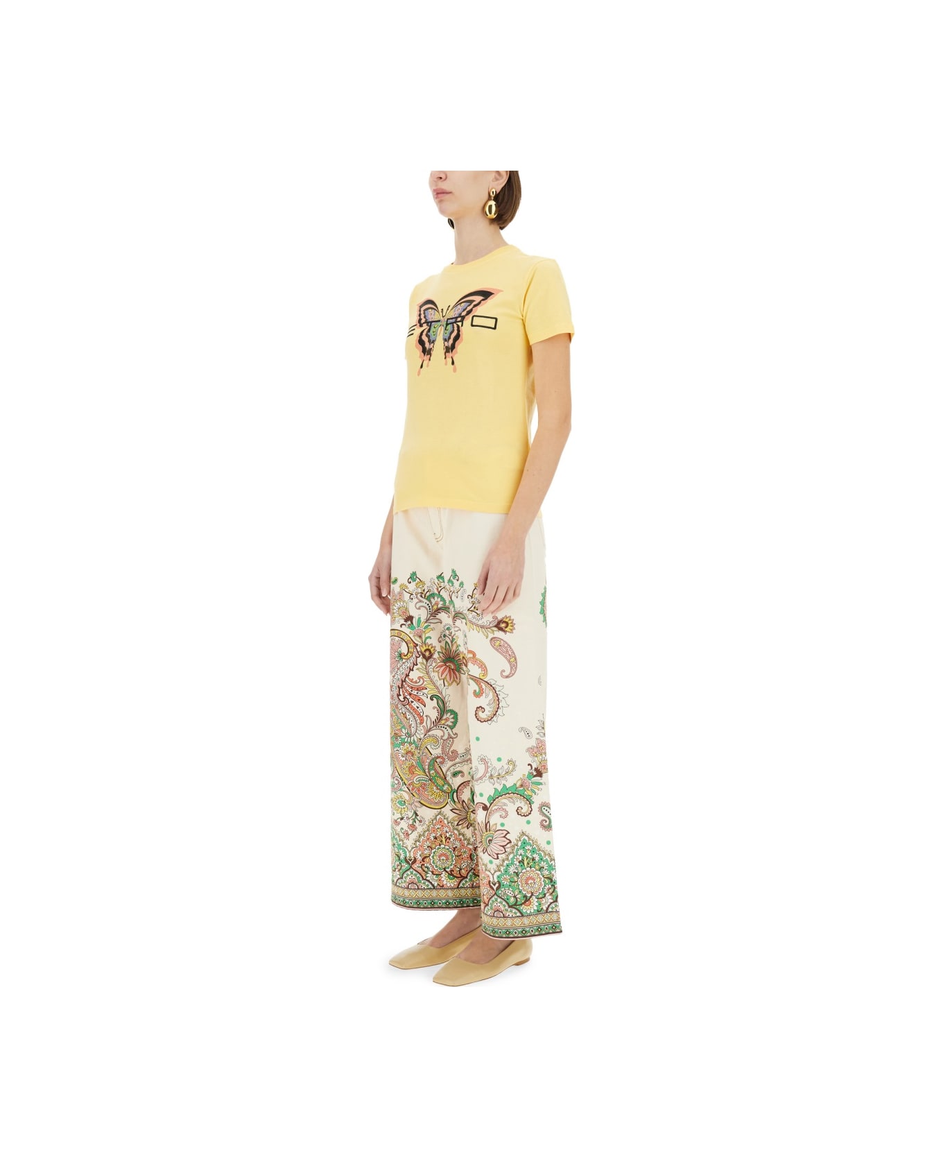Etro T-shirt With Embroidery - Yellow