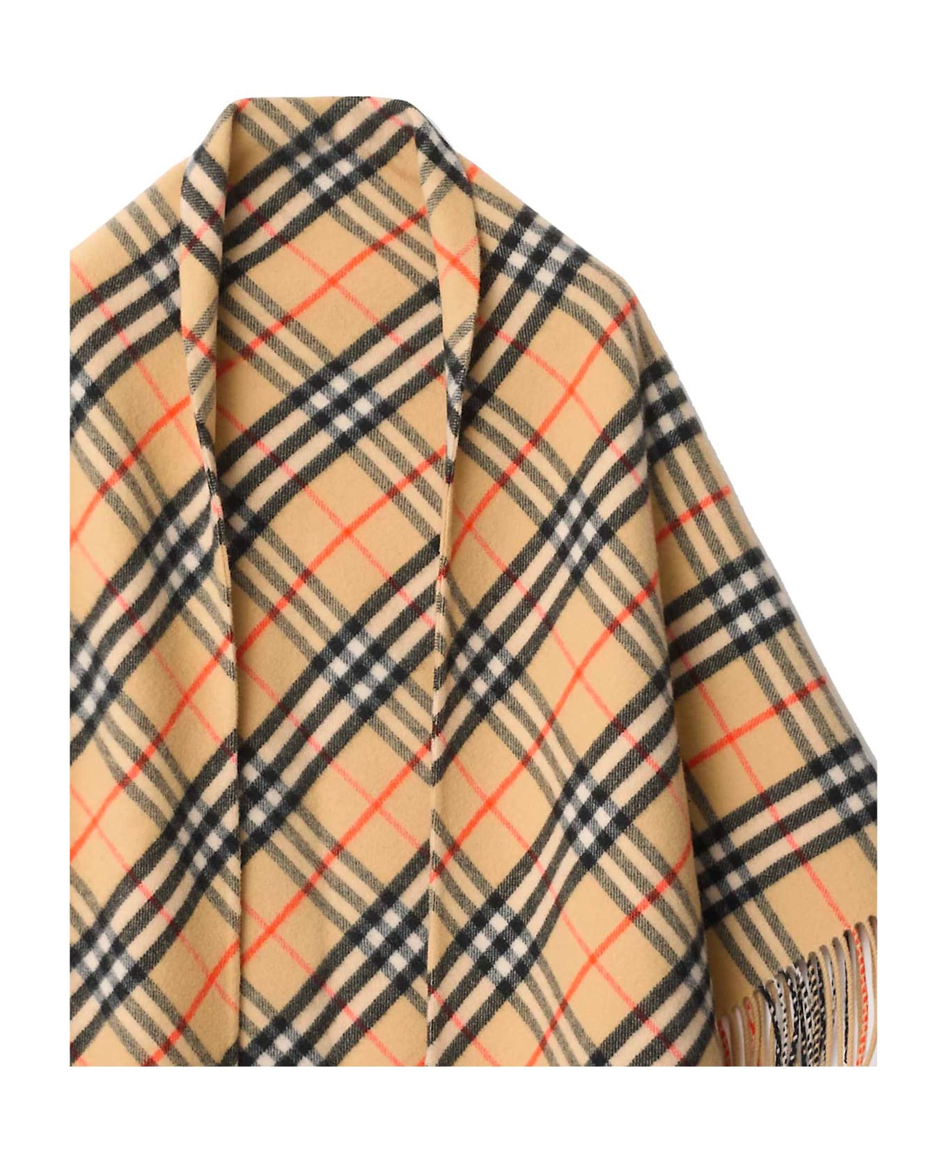 Burberry Check Wool And Cashmere Cape - SAND