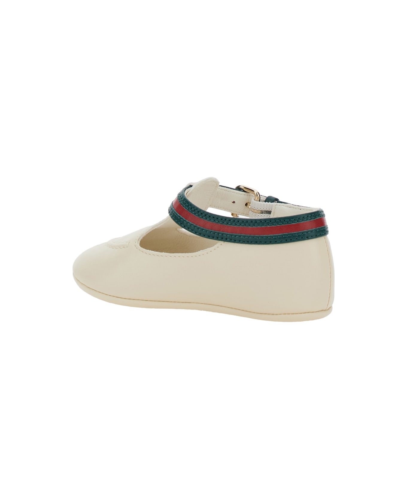 Gucci White Loafers With Web Detail In Leather Boy - White