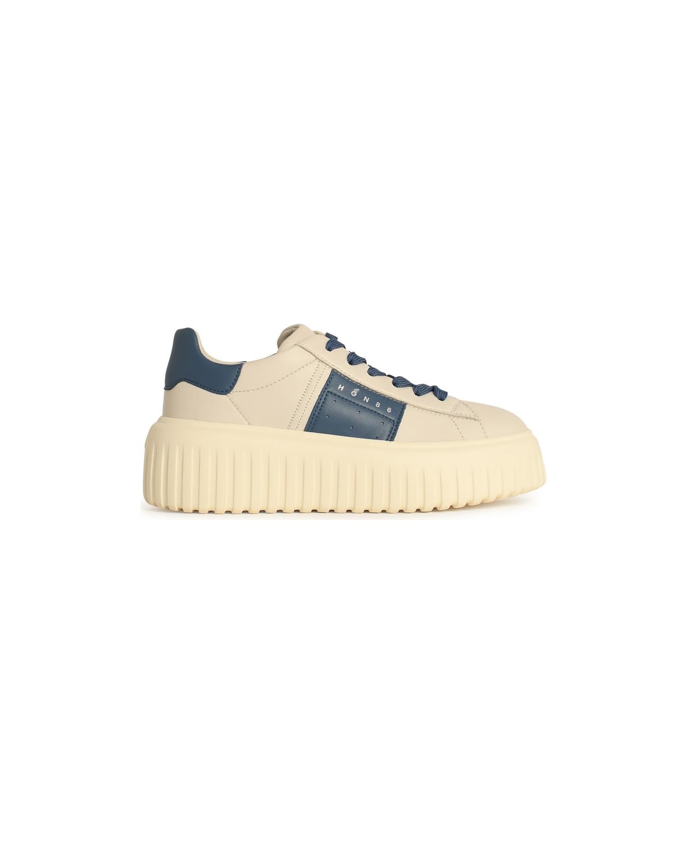Hogan 'h Stripes' Ivory Leather Sneakers - Gnawed Blue