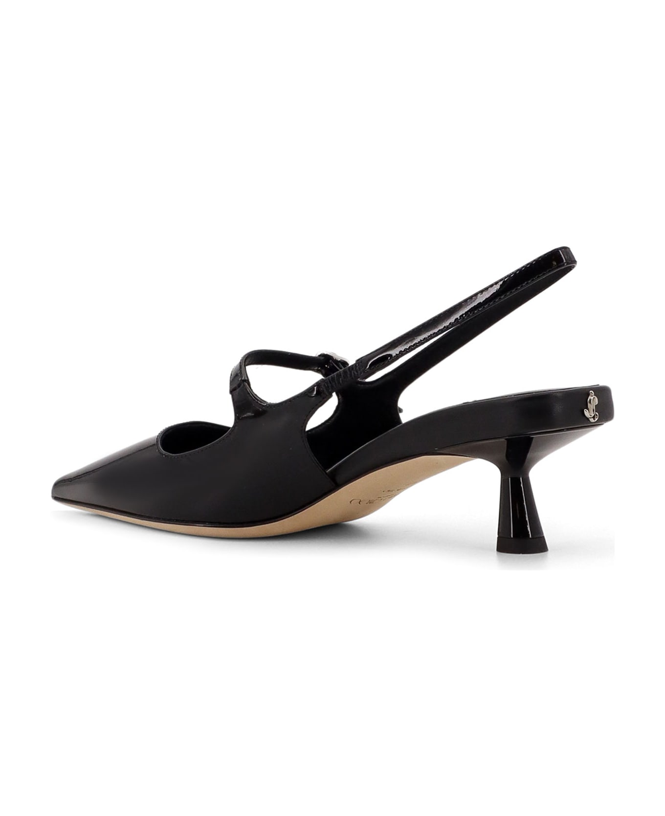 Jimmy Choo Patent Leather Slingback With Back Monogram - Black