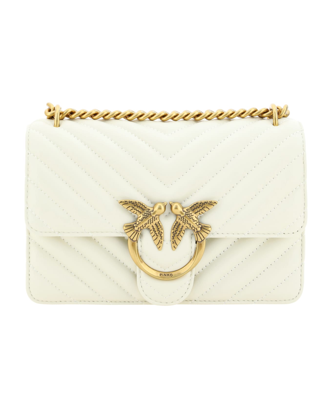 Pinko Mini Love Shoulder Bag - White