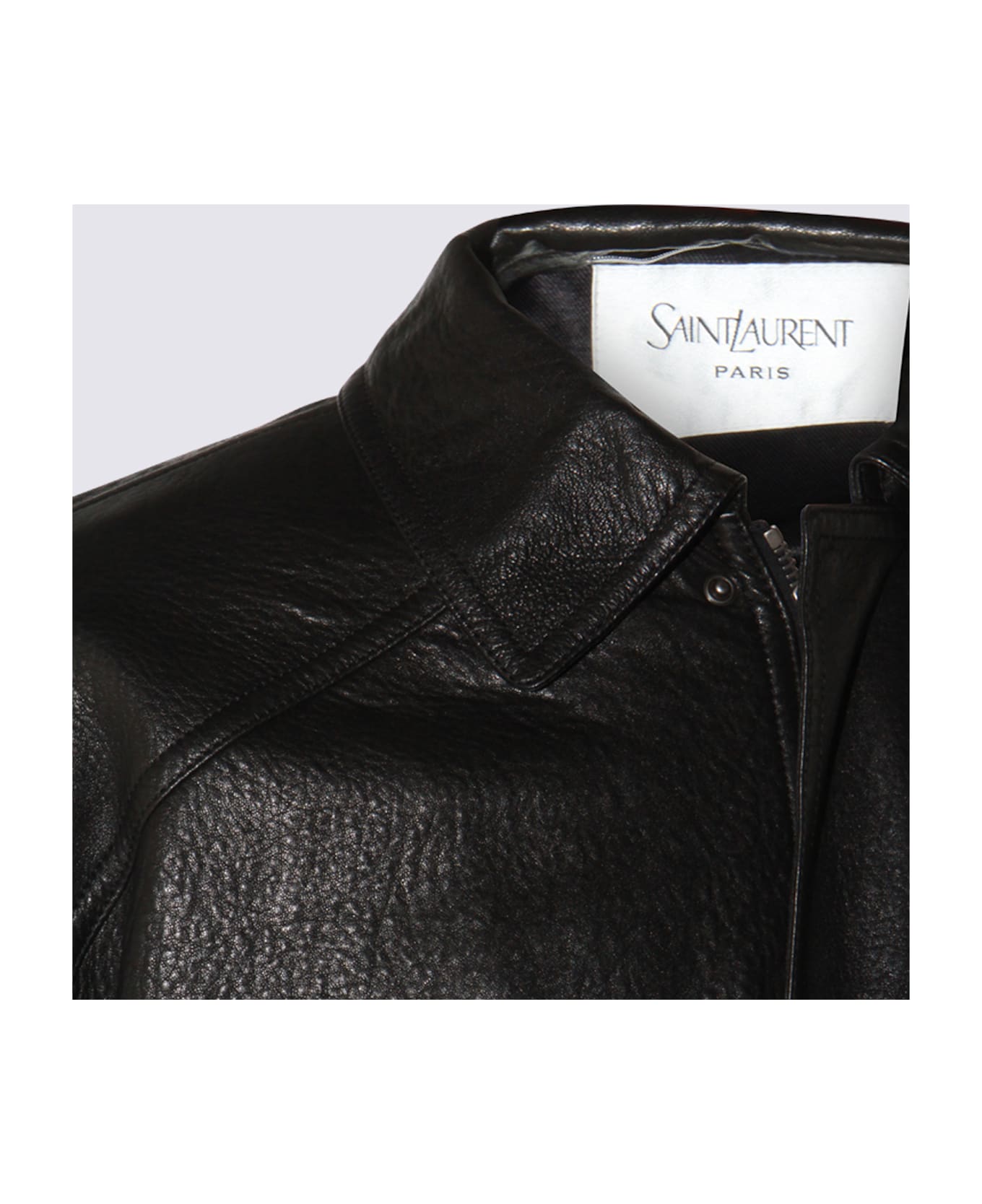 Saint Laurent Black Leather Jacket - Black