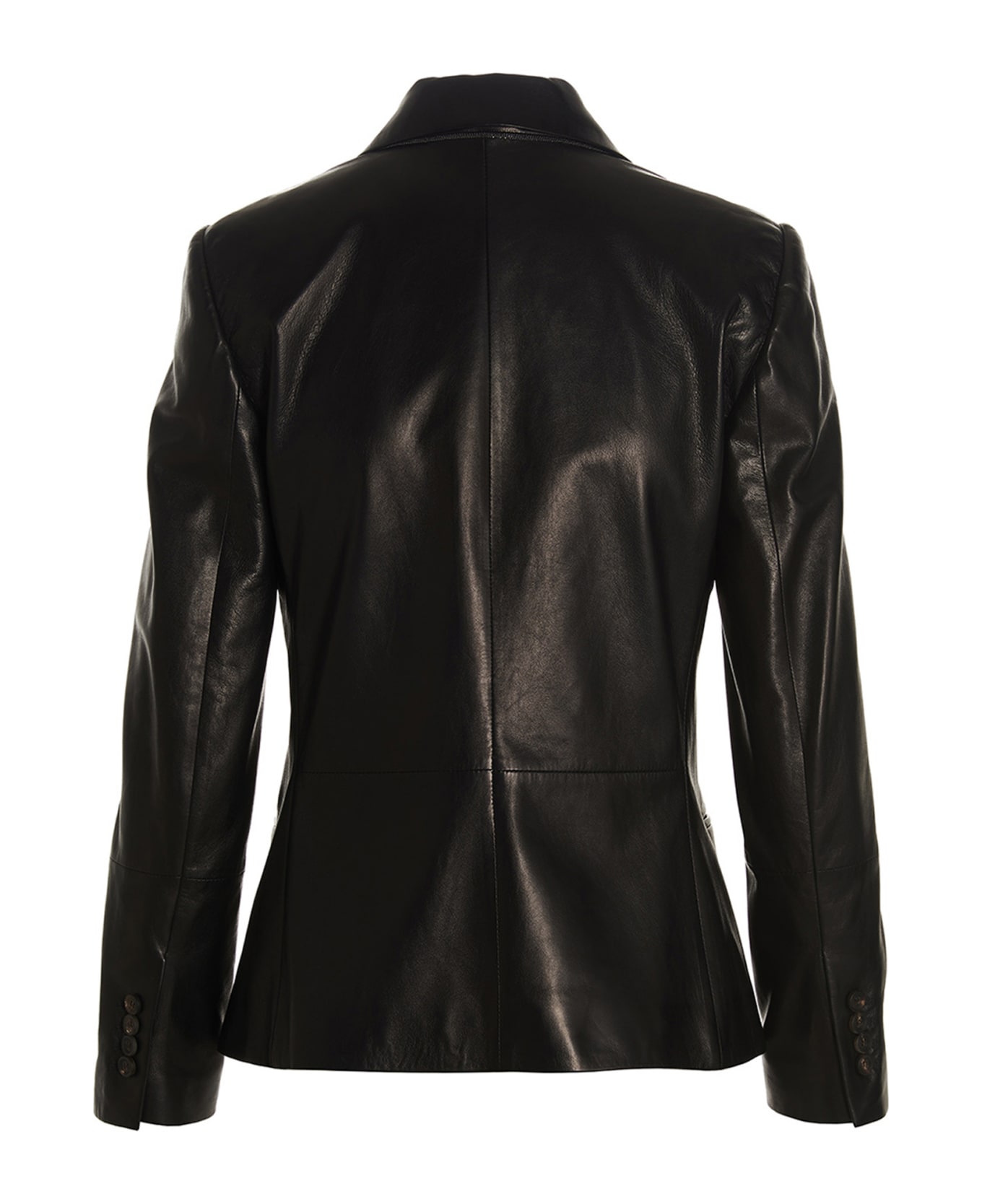 Brunello Cucinelli Double-breasted Leather Jacket - Black ブレザー