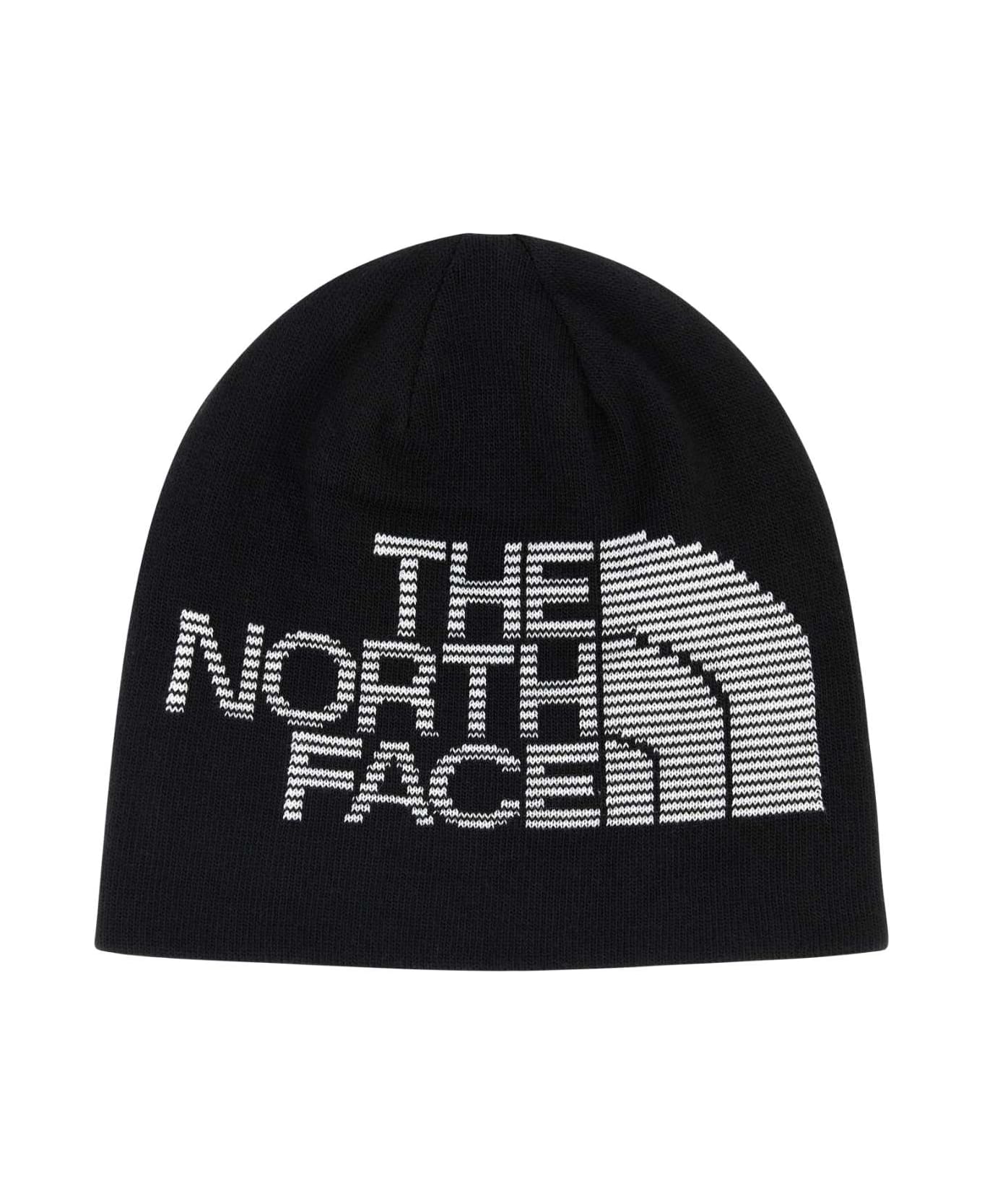 The North Face Black Stretch Polyester Blend Beanie Hat - TNF Black-TNF Black-TNF White