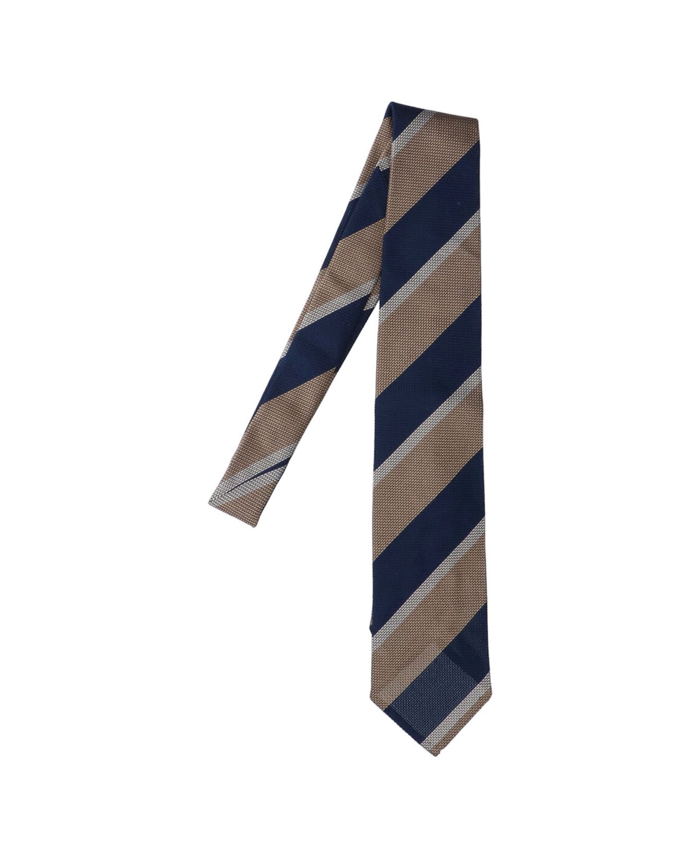 Cesare Attolini Striped Silk Tie - Brown