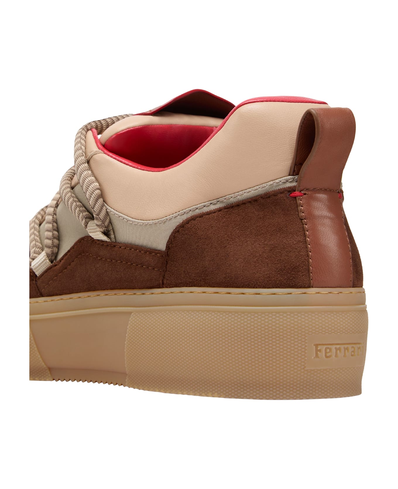 Ferrari Low Sneaker With Logo - Beige