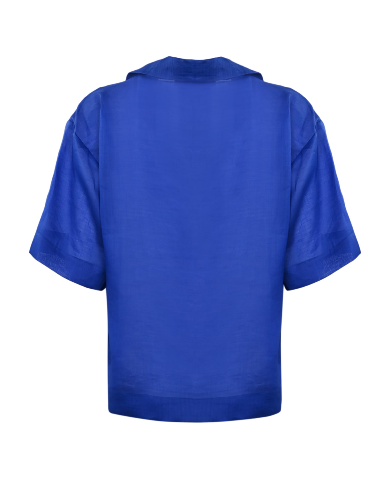 Max Mara Studio Ramie' Gauze T-shirt - Bluette