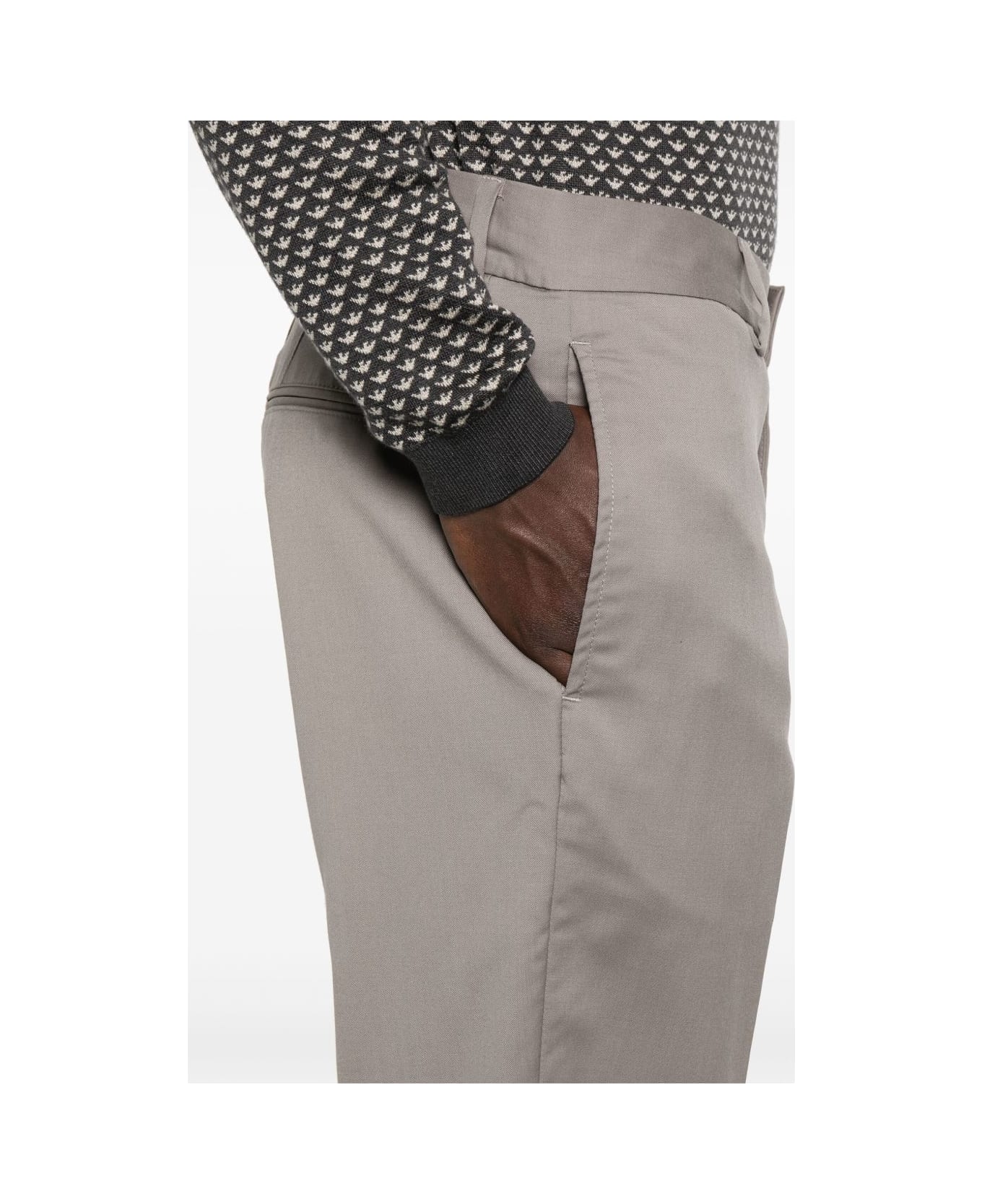 Emporio Armani Wool Chino Trousers - Dove Grey