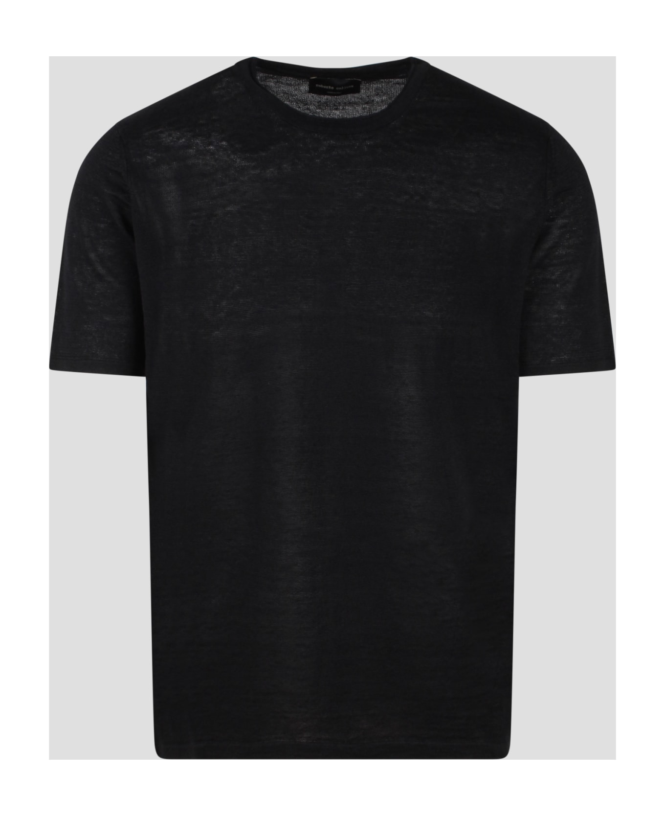 Roberto Collina Linen Knit Short Sleeve T-shirt - Black