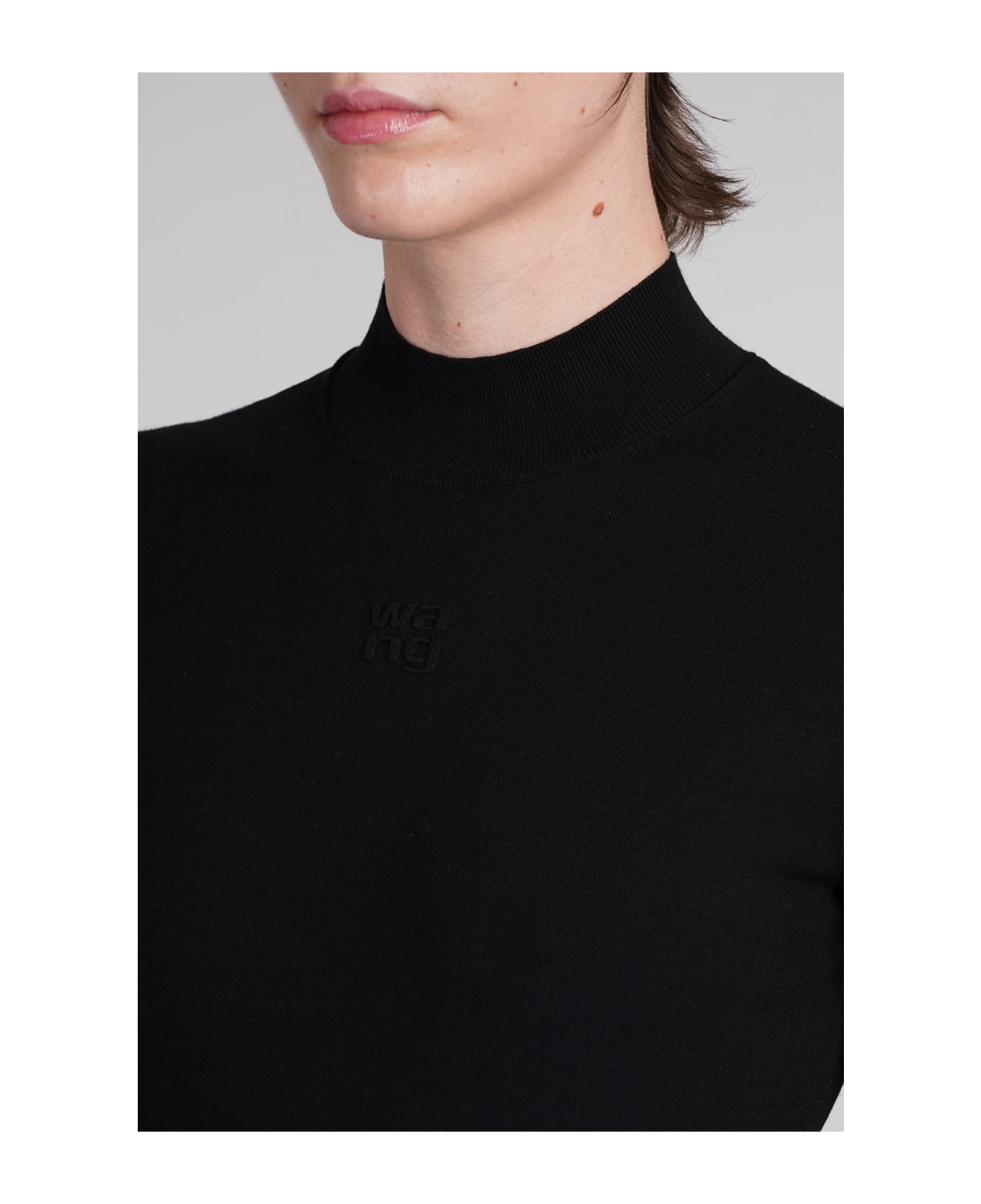 T by Alexander Wang Mock Neck T-shirt Dress - BLACK