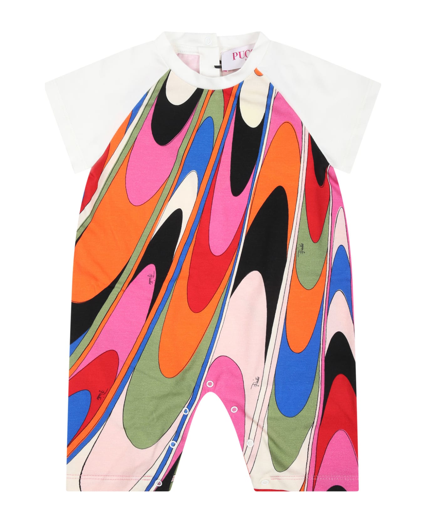 Pucci Multicolor Romper Set For Baby Girl With Iconic Multicolor Print - Multicolor