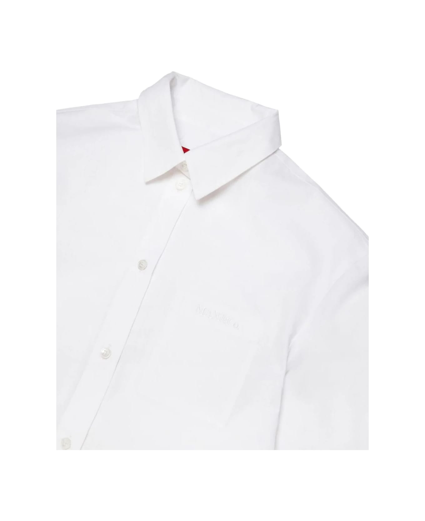 Max&Co. White Poplin Crop Shirt With Logo - White