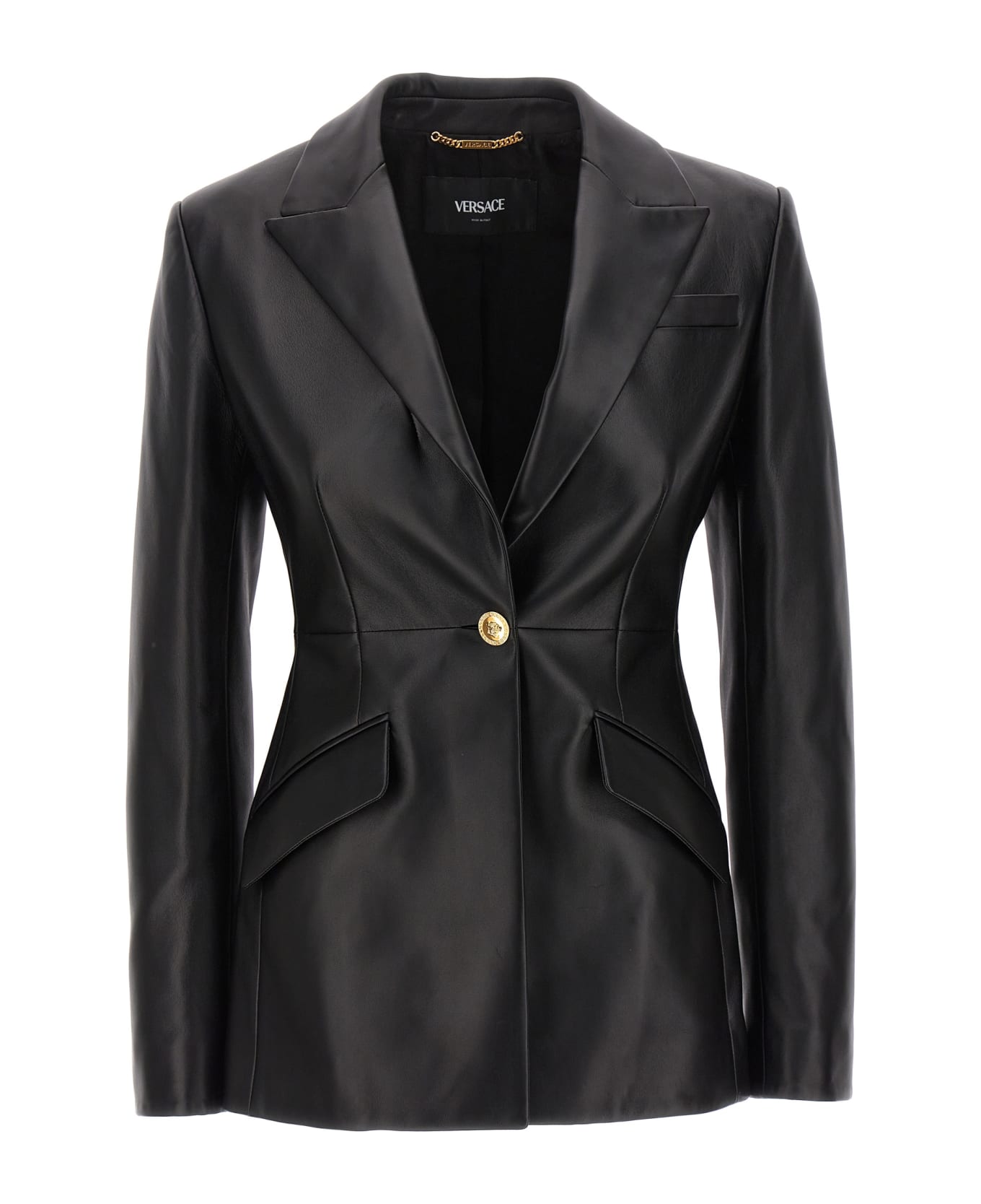 Versace Single-breasted Leather Blazer - Black ブレザー