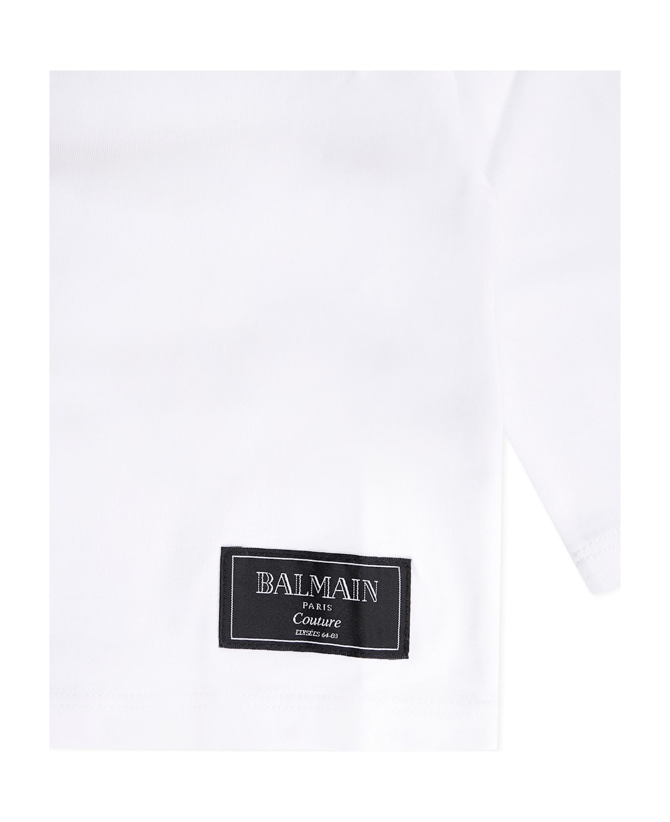 Balmain White T-shirt For Babykids With Logo - White